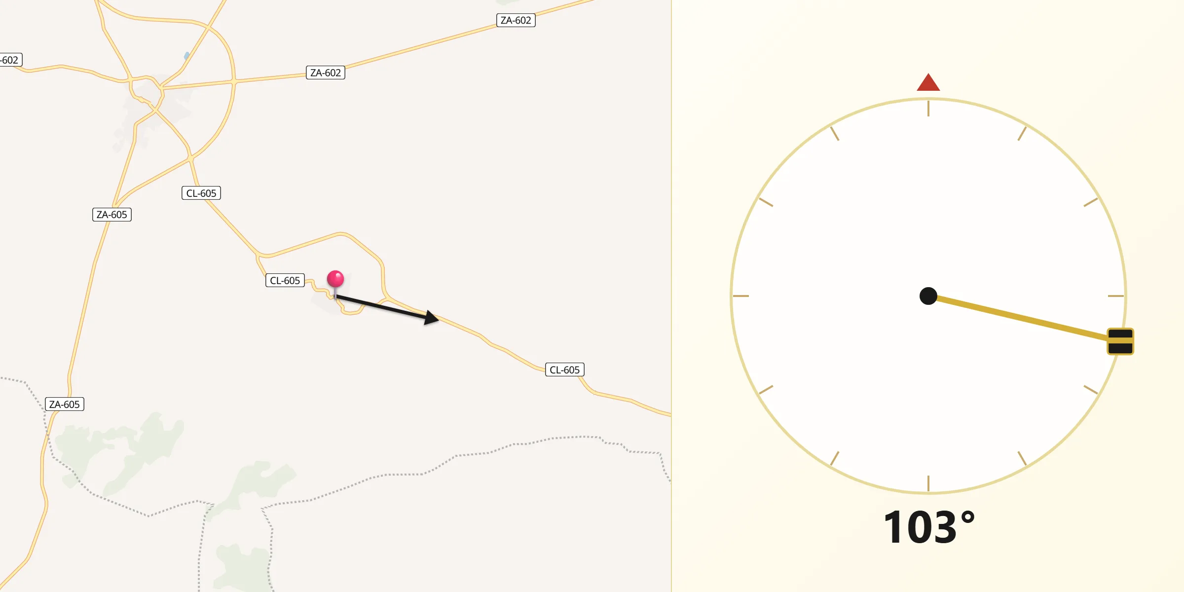 Dirección de la Qibla desde Villaescusa
