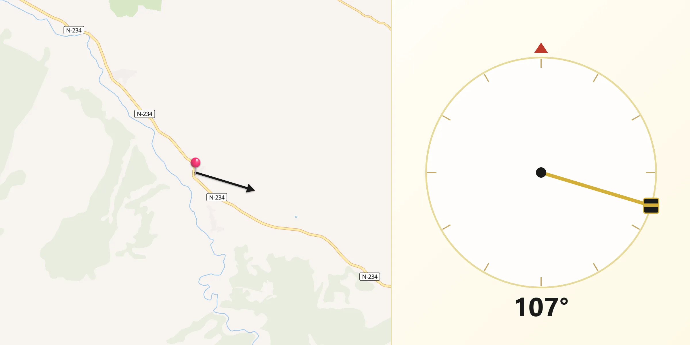Dirección de la Qibla desde Montón