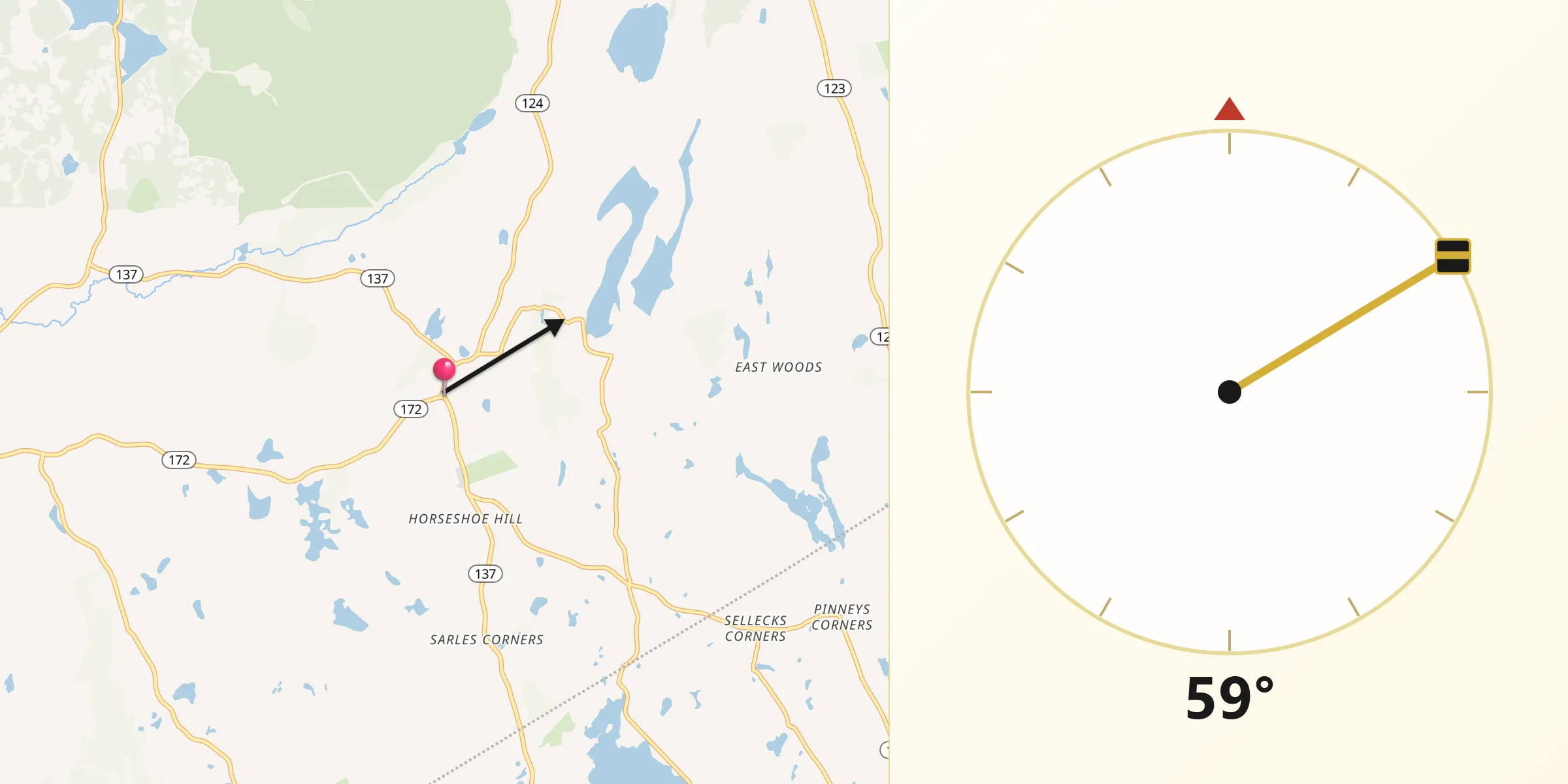 Qibla Direction from Pound Ridge