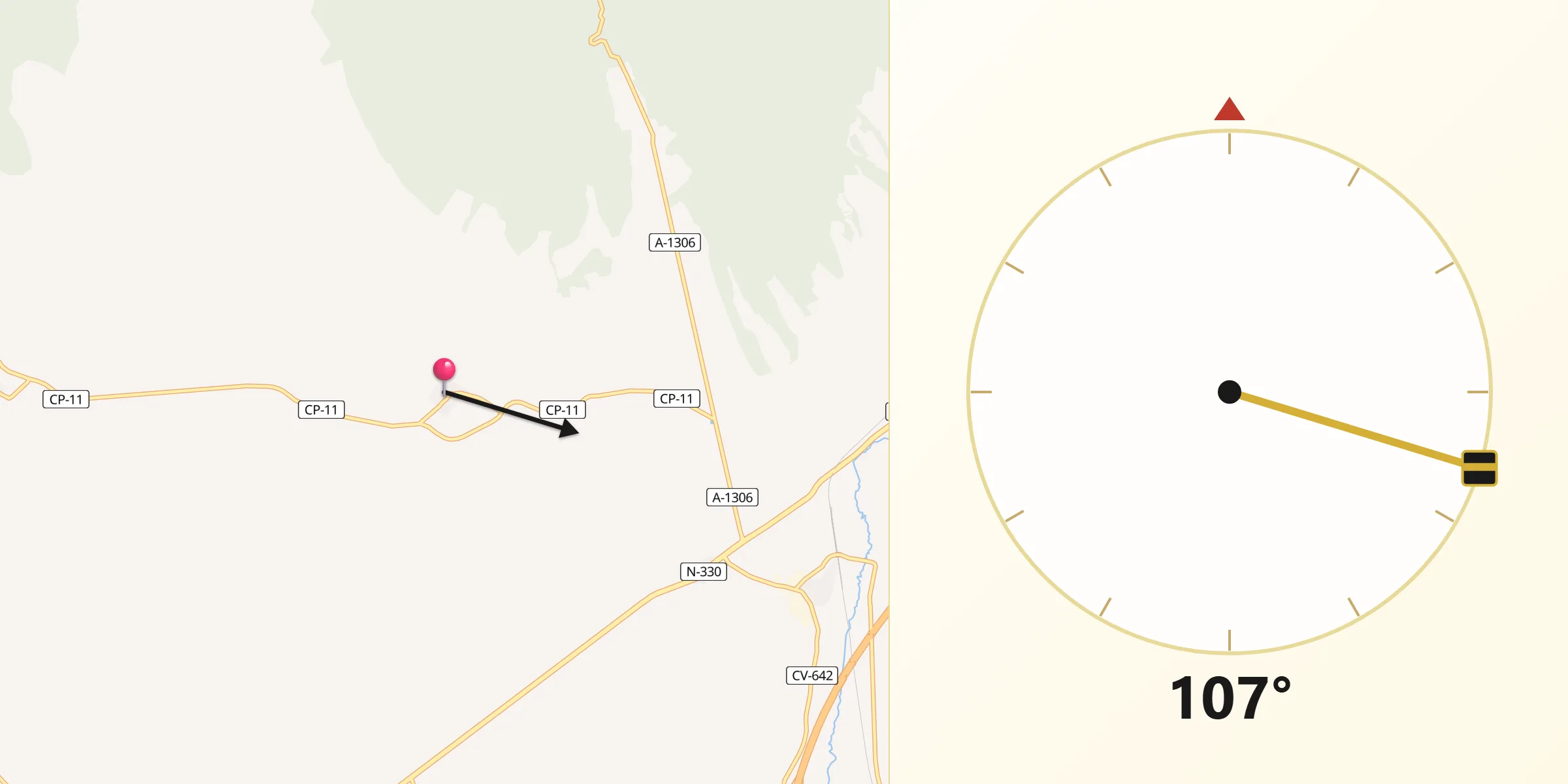 Dirección de la Qibla desde Torralbilla