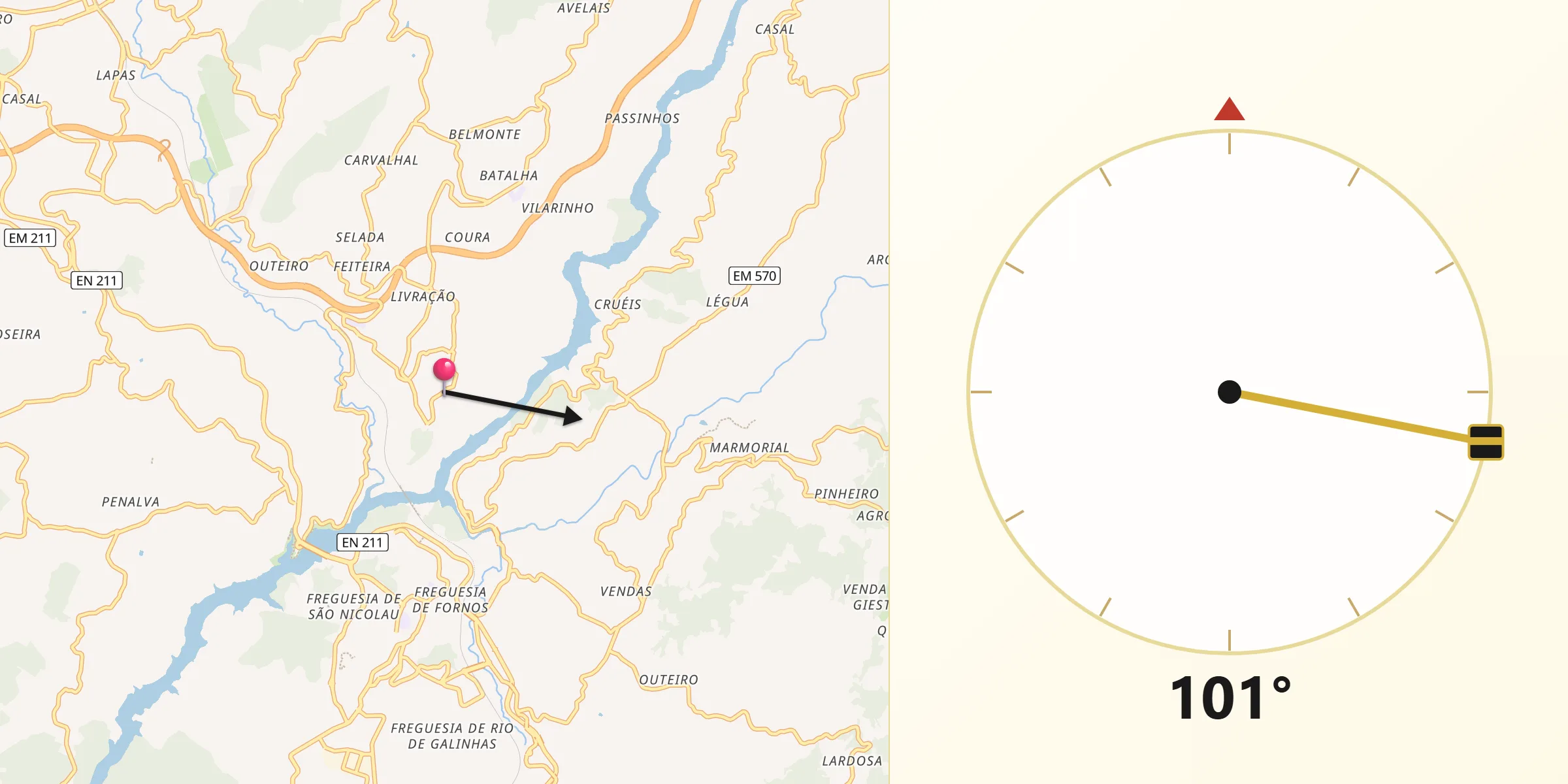 Direção da Qibla a partir de Santo Izidoro