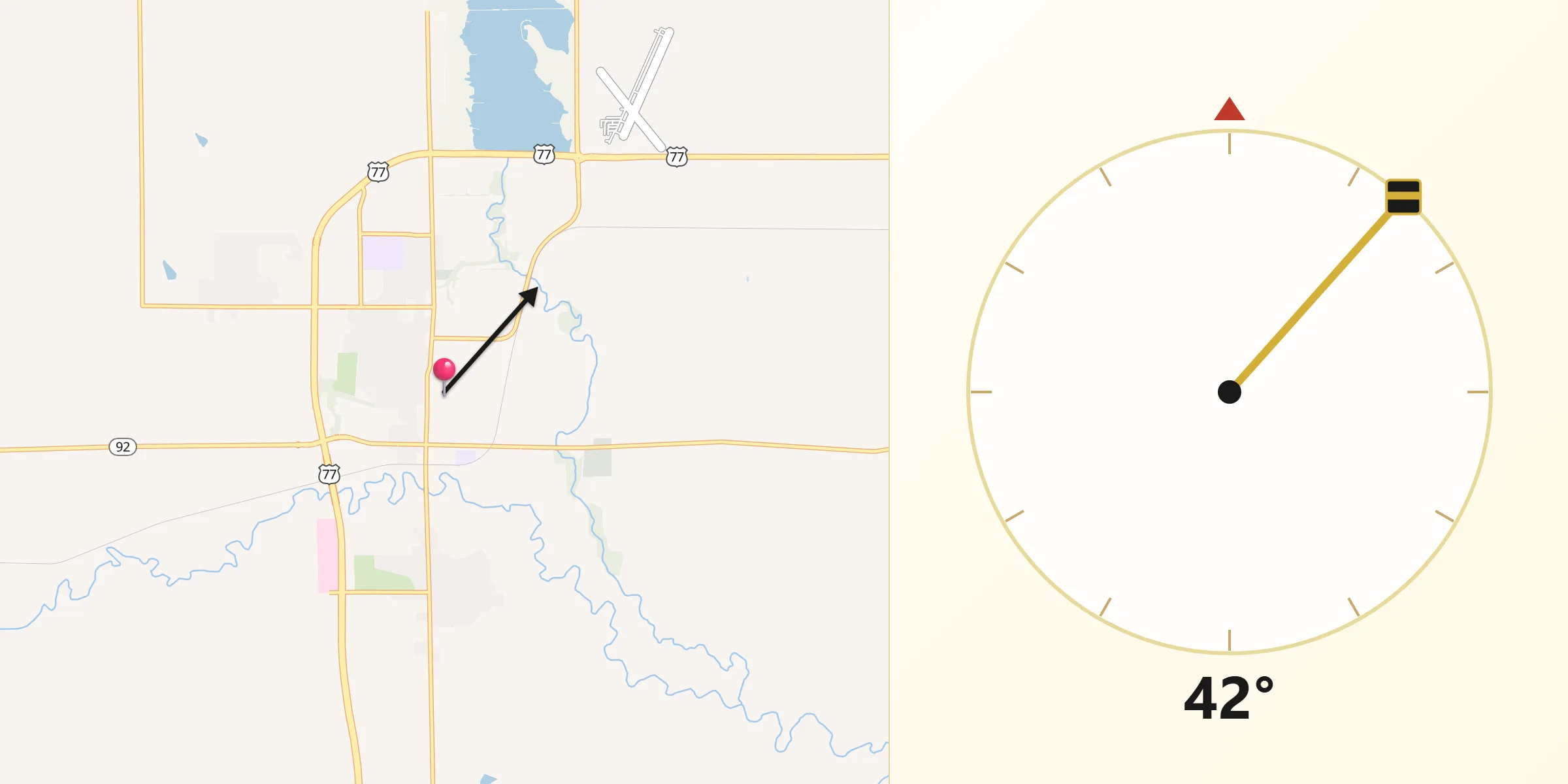 Qibla Direction from Wahoo