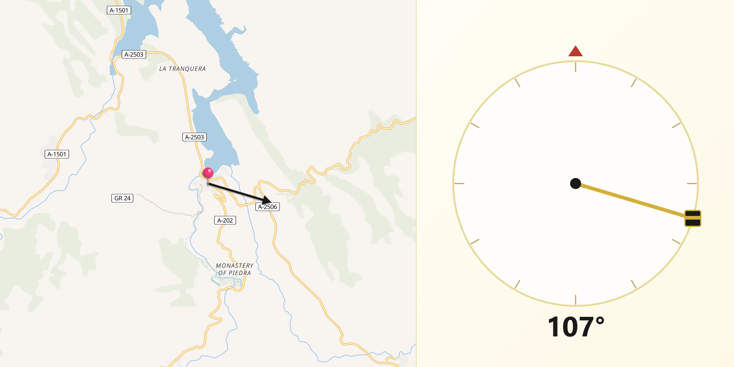 Dirección de la Qibla desde Nuévalos