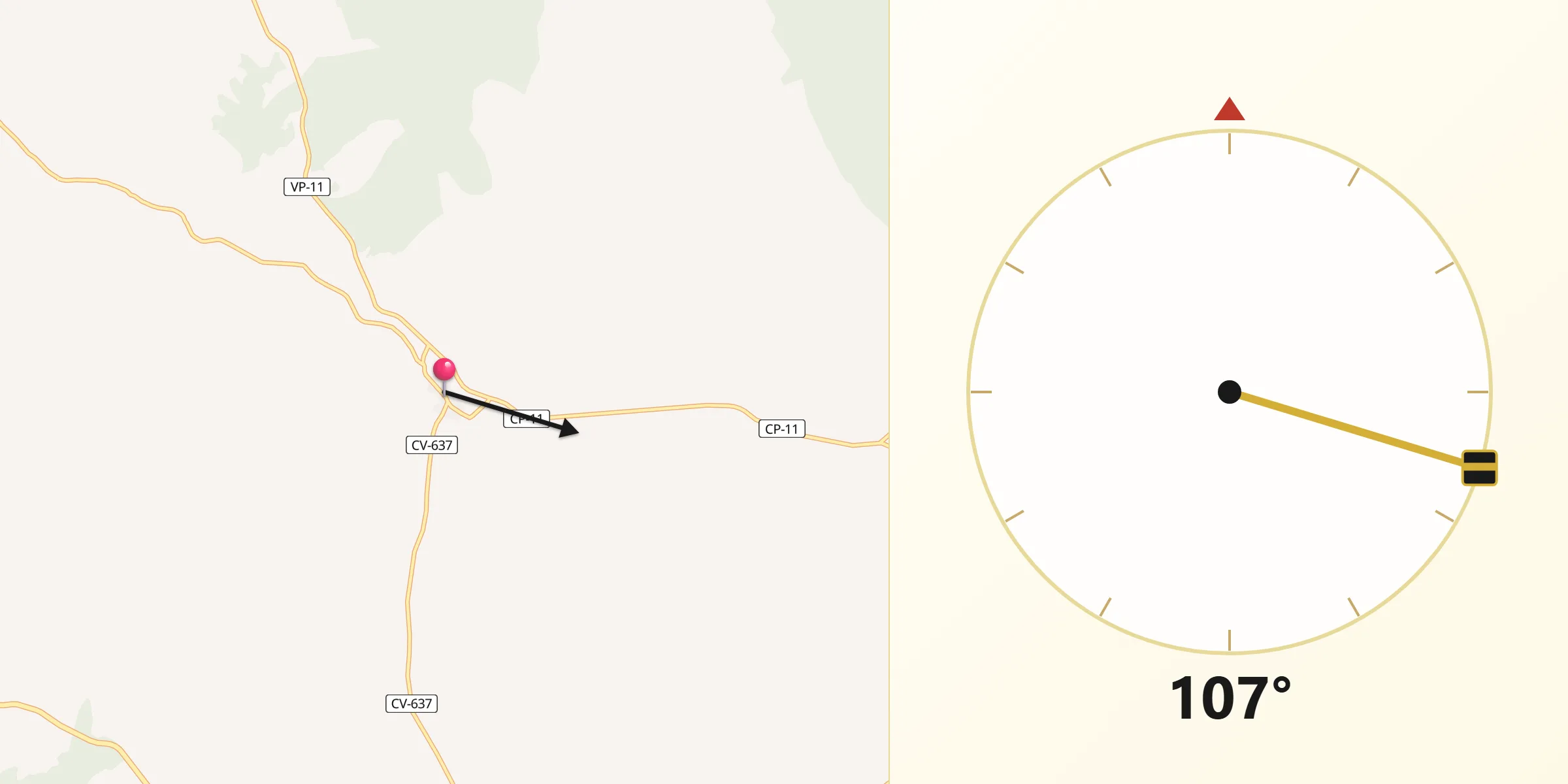 Dirección de la Qibla desde Langa del Castillo