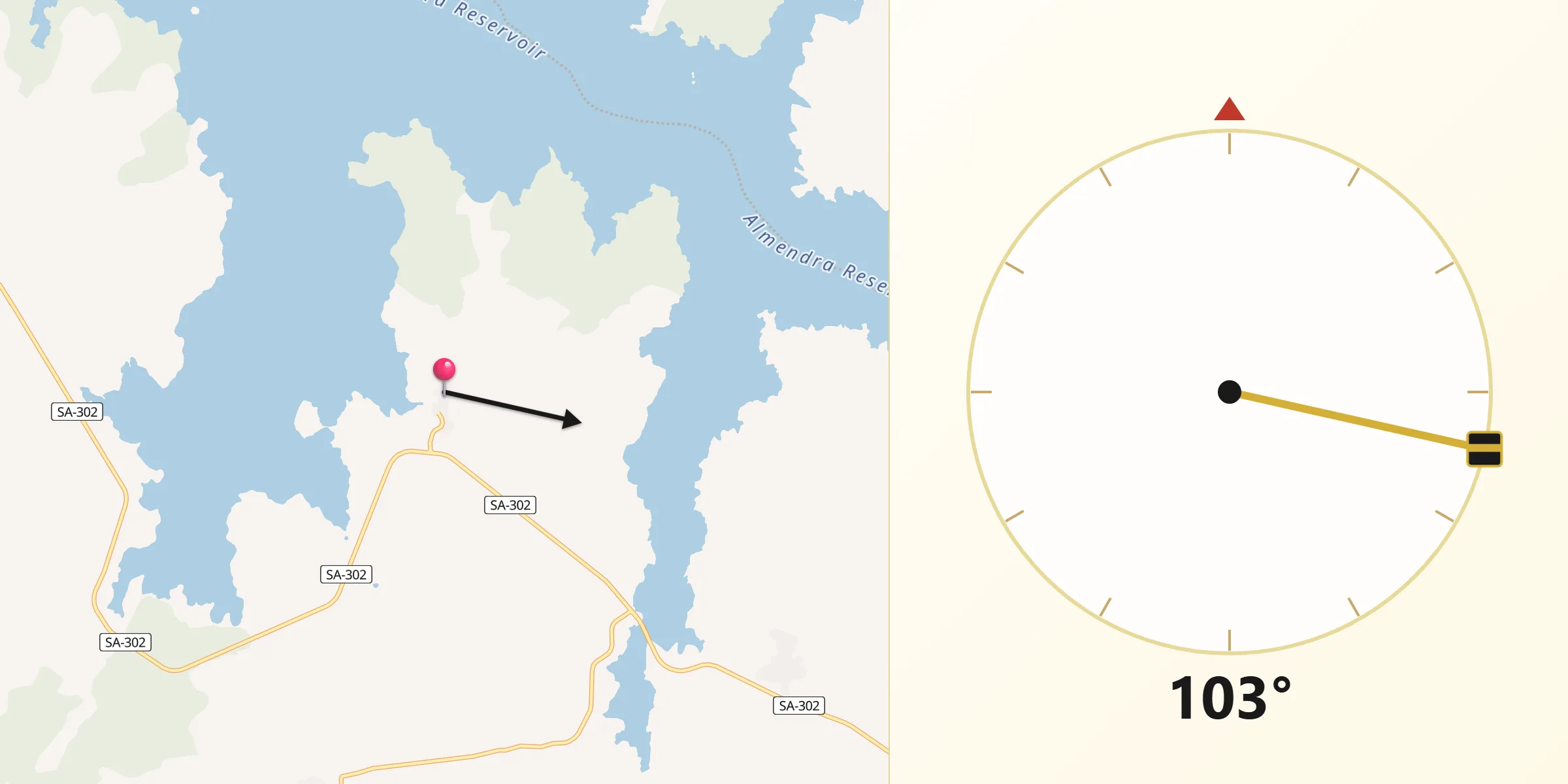 Dirección de la Qibla desde Sardón de los Frailes