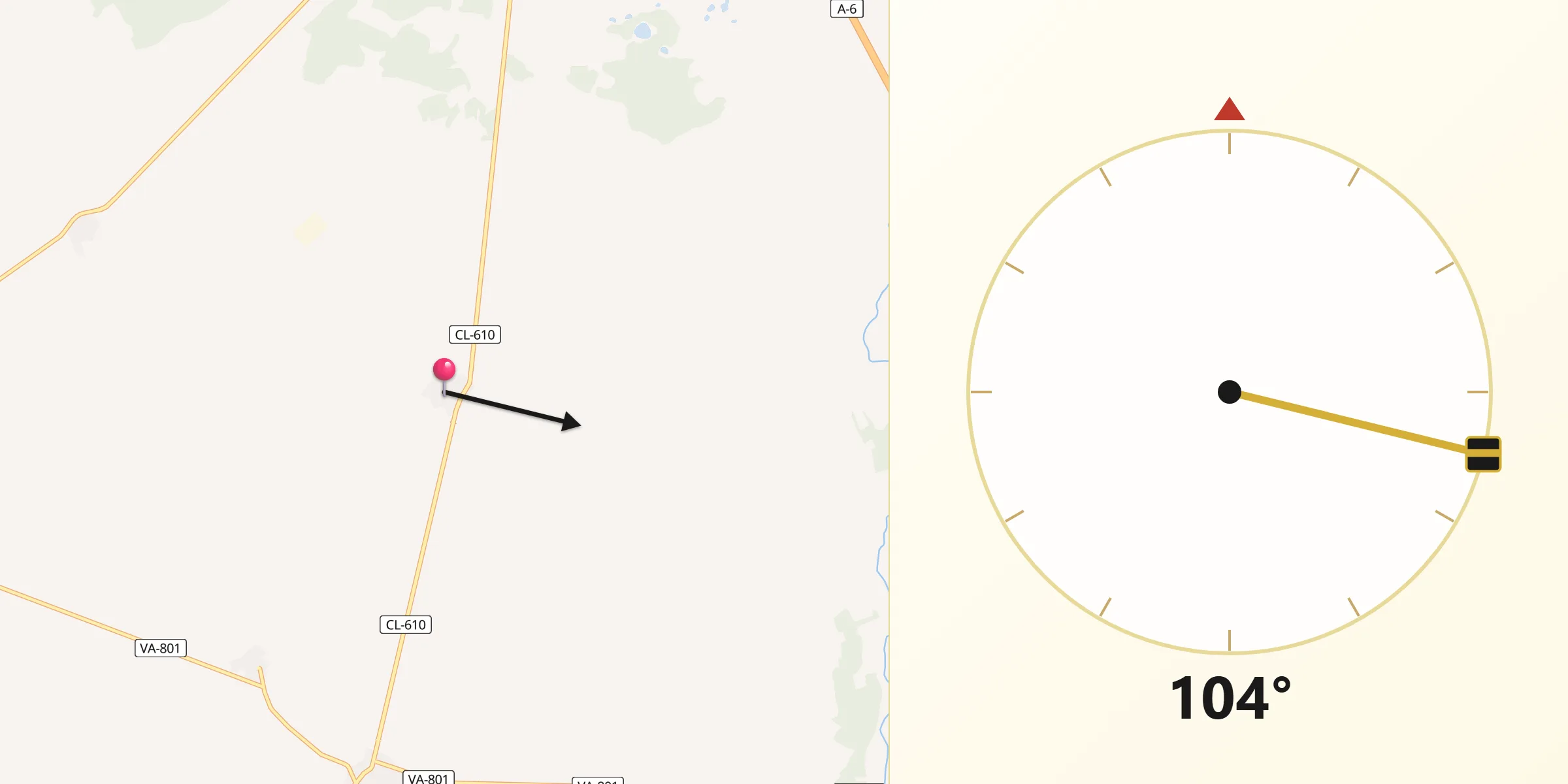 Dirección de la Qibla desde Rubí de Bracamonte