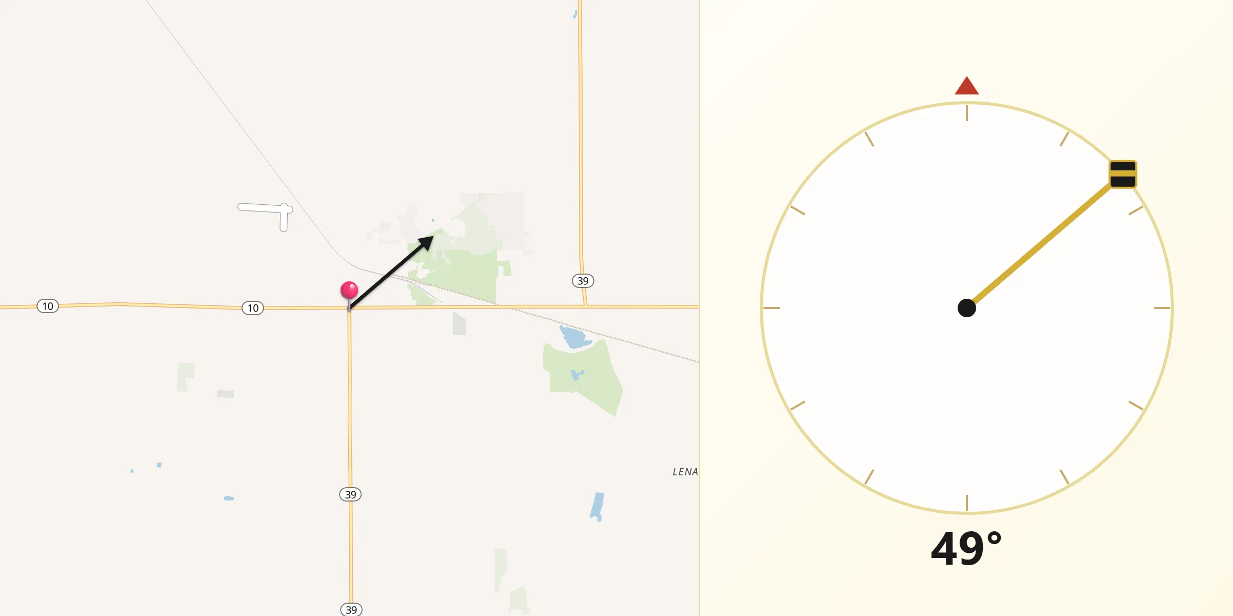 Qibla Direction from North Judson