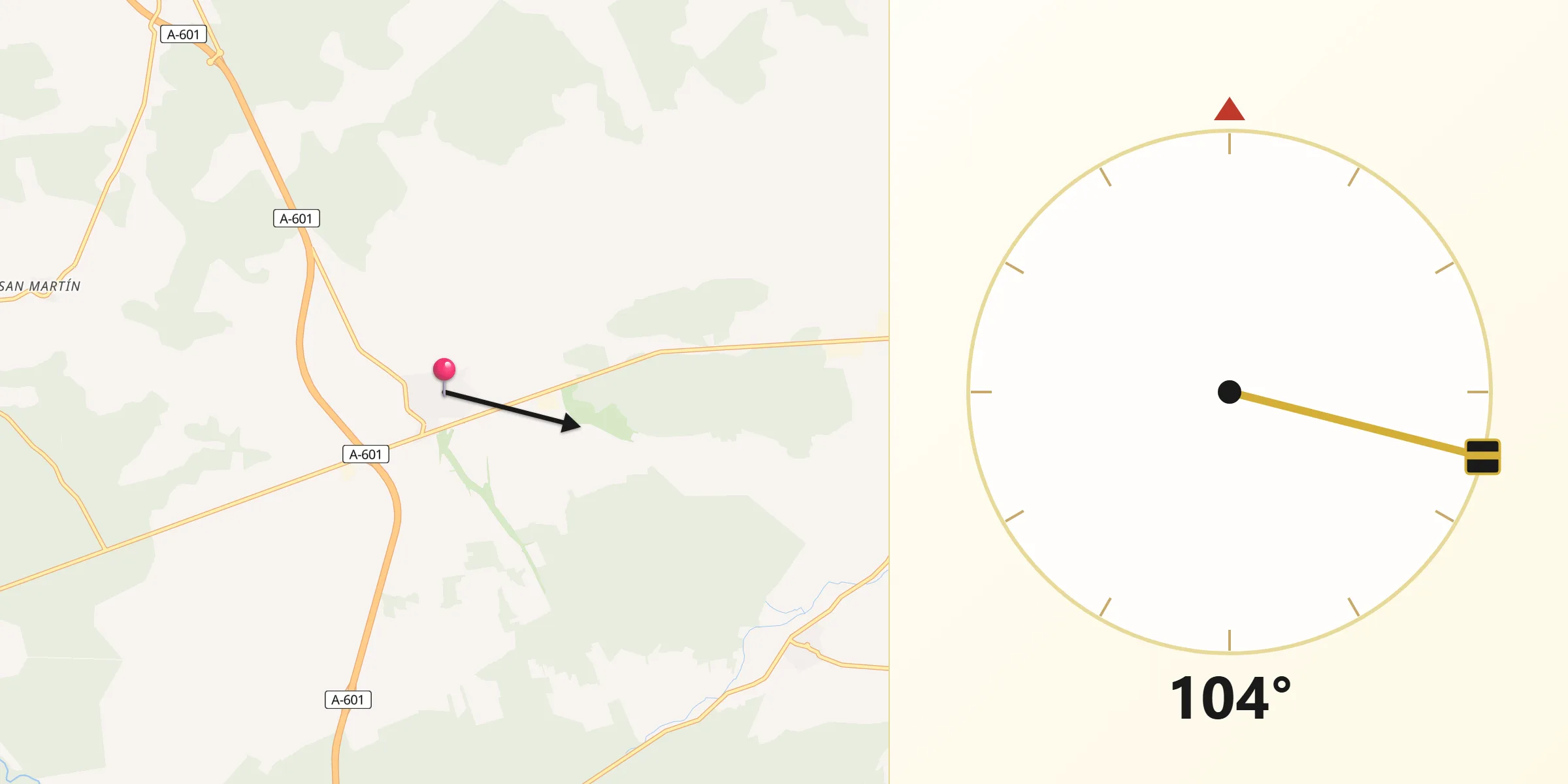 Dirección de la Qibla desde Navalmanzano