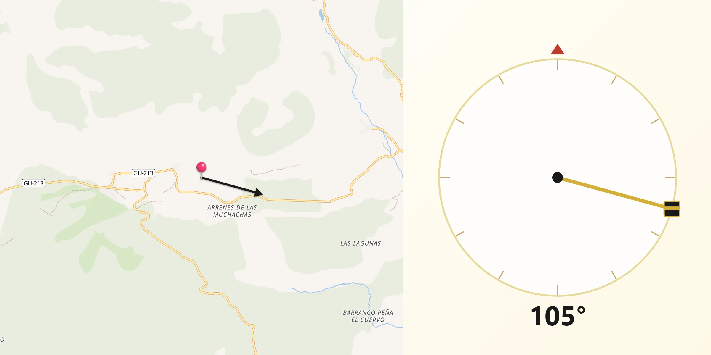 Dirección de la Qibla desde Condemios de Abajo