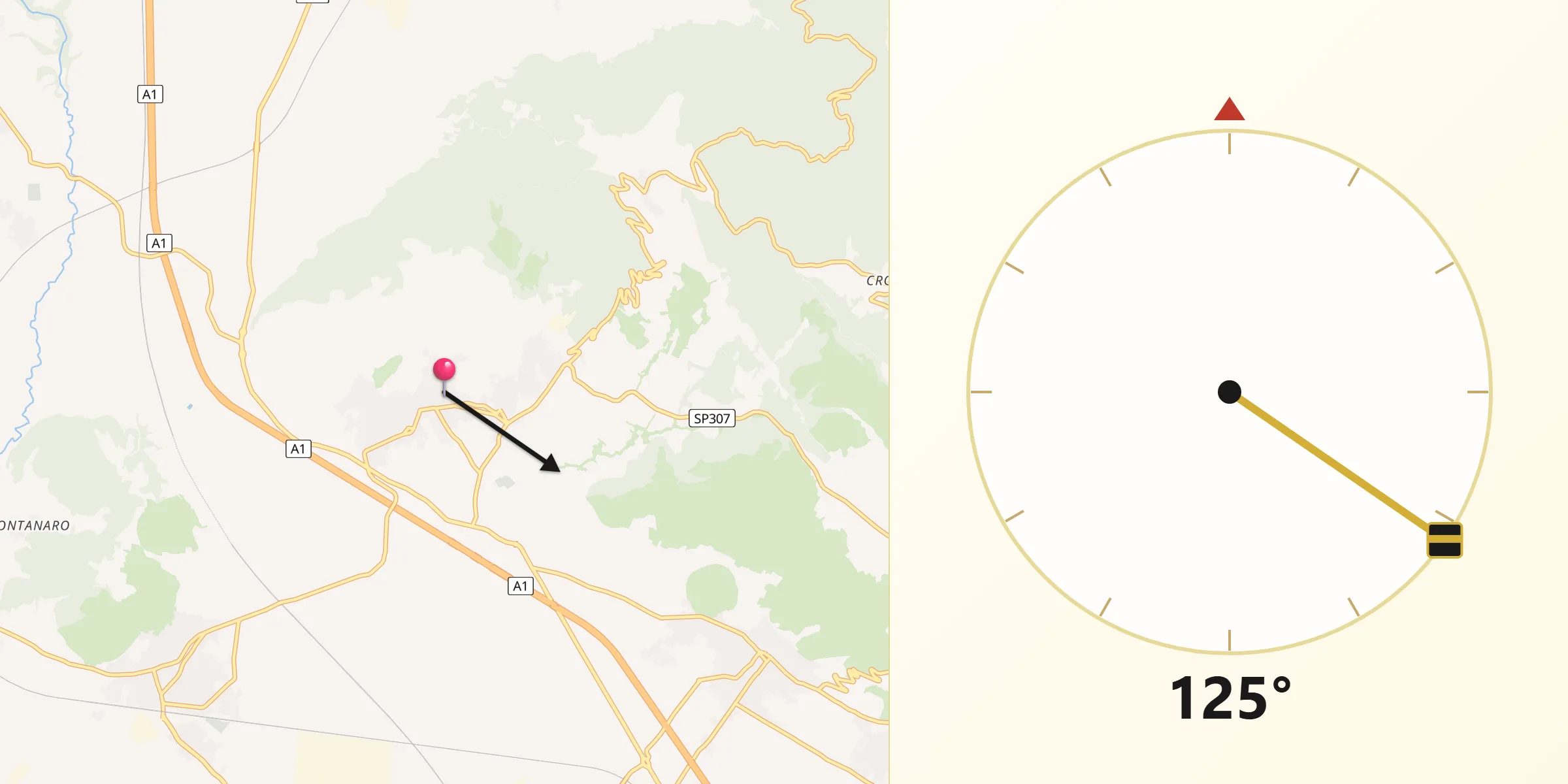 Direzione della Qibla da Zuni