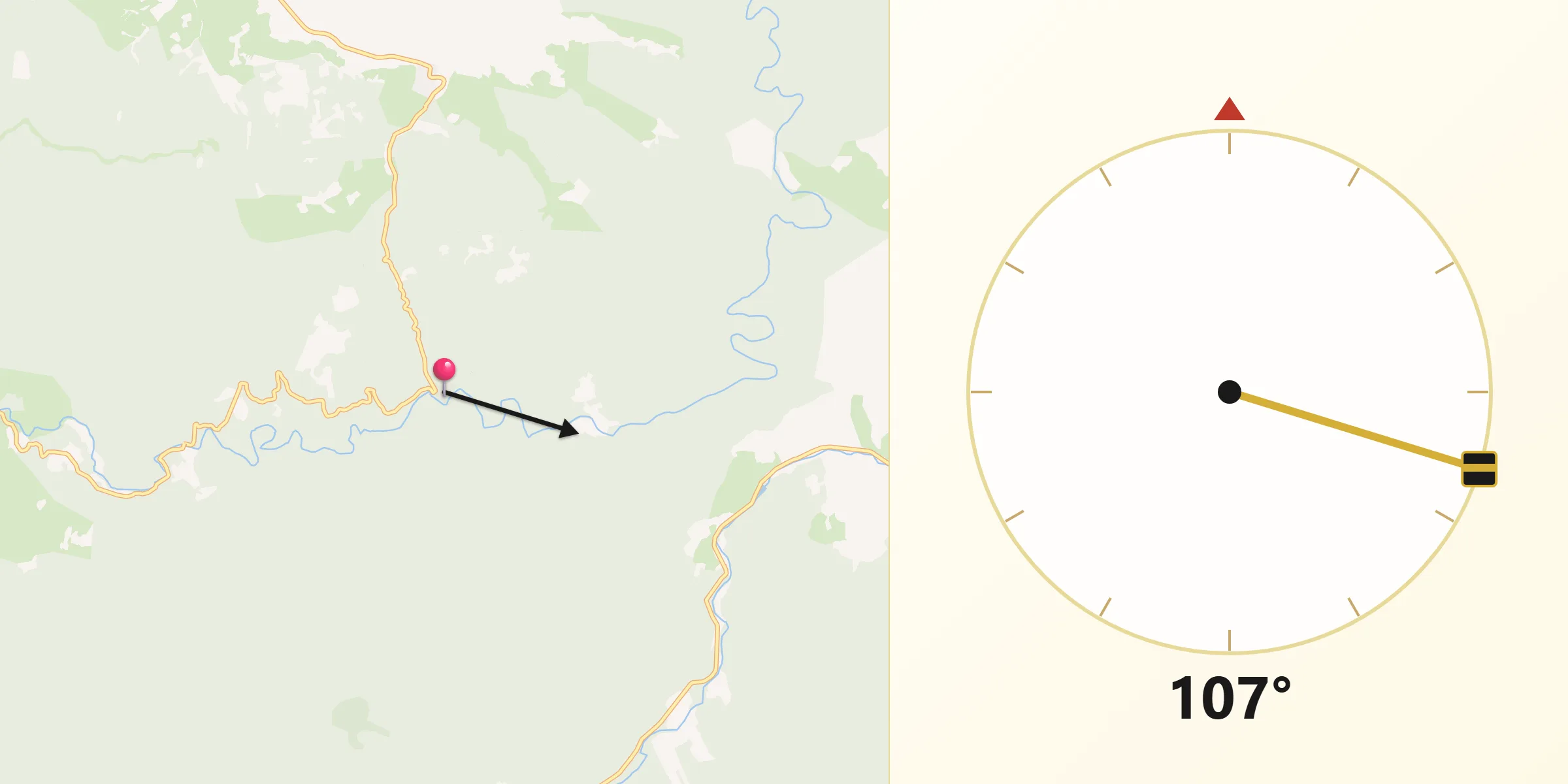 Dirección de la Qibla desde Vistabella