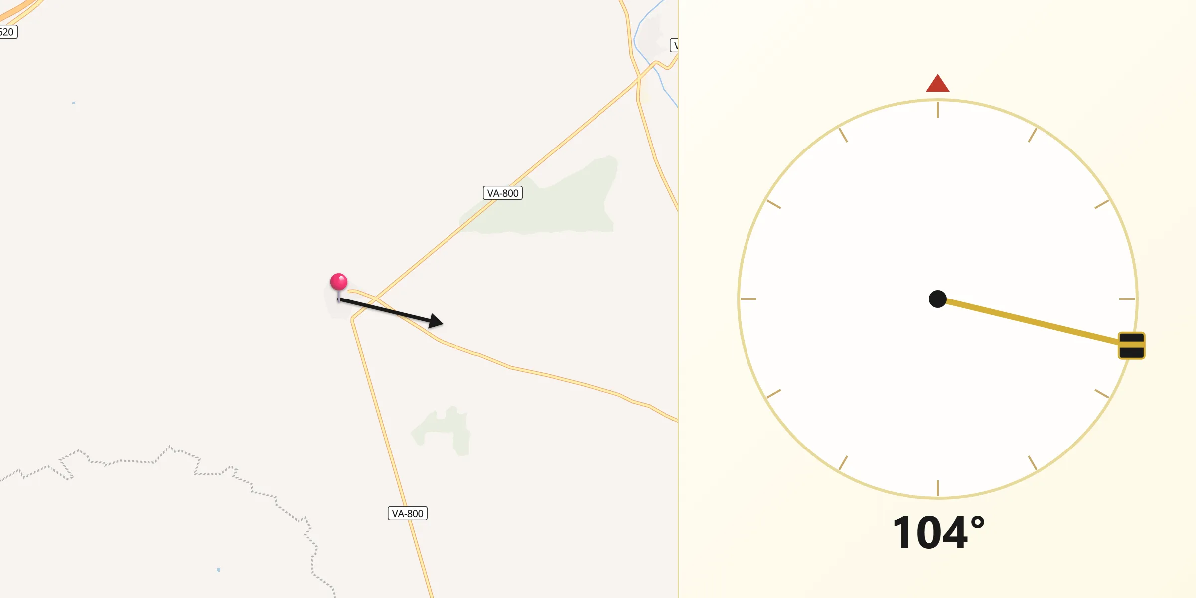 Dirección de la Qibla desde Torrecilla de la Orden