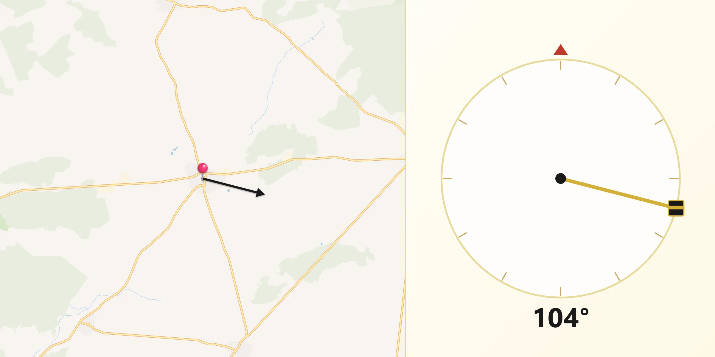 Dirección de la Qibla desde Fuentepelayo