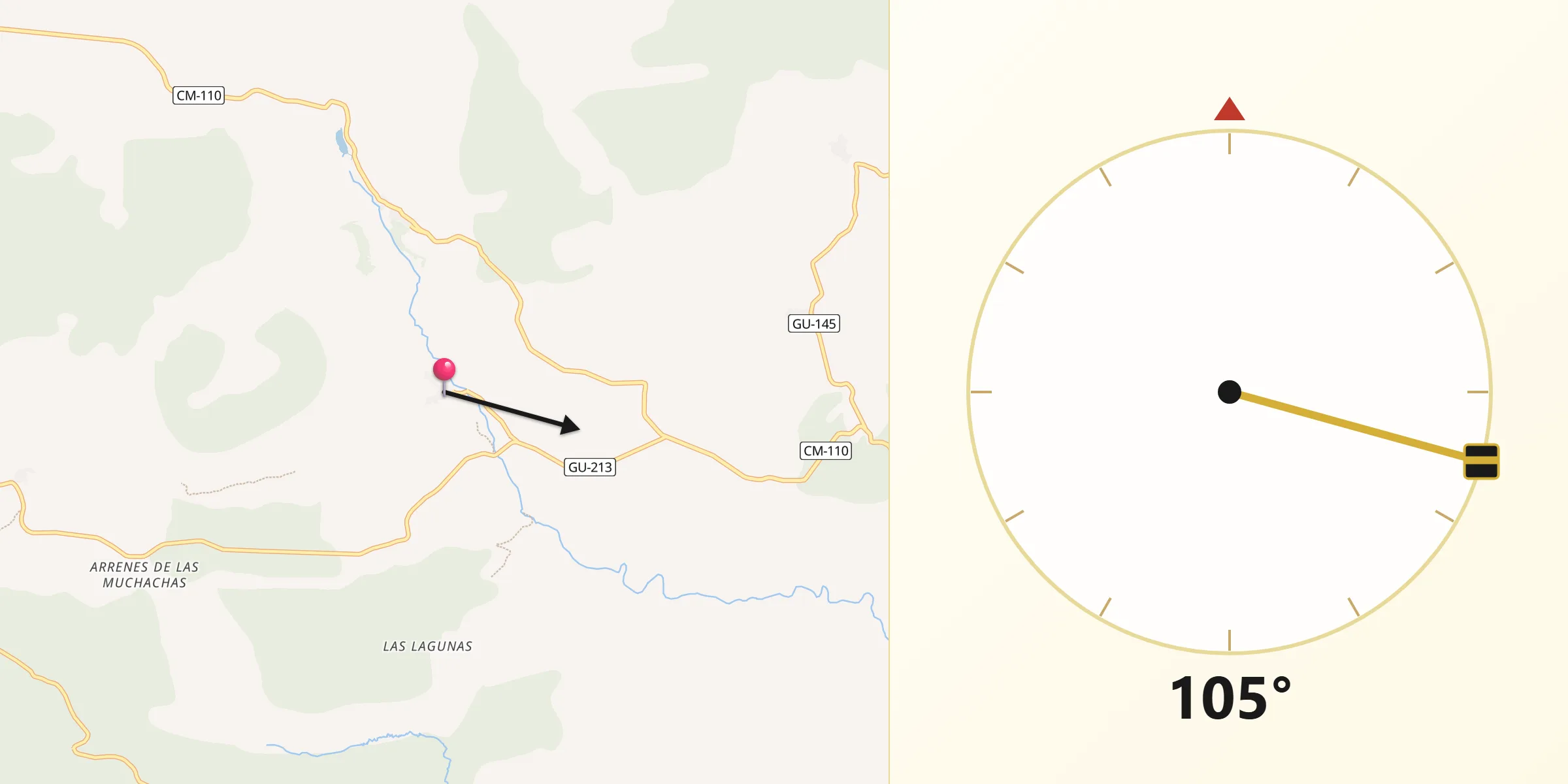 Dirección de la Qibla desde Albendiego