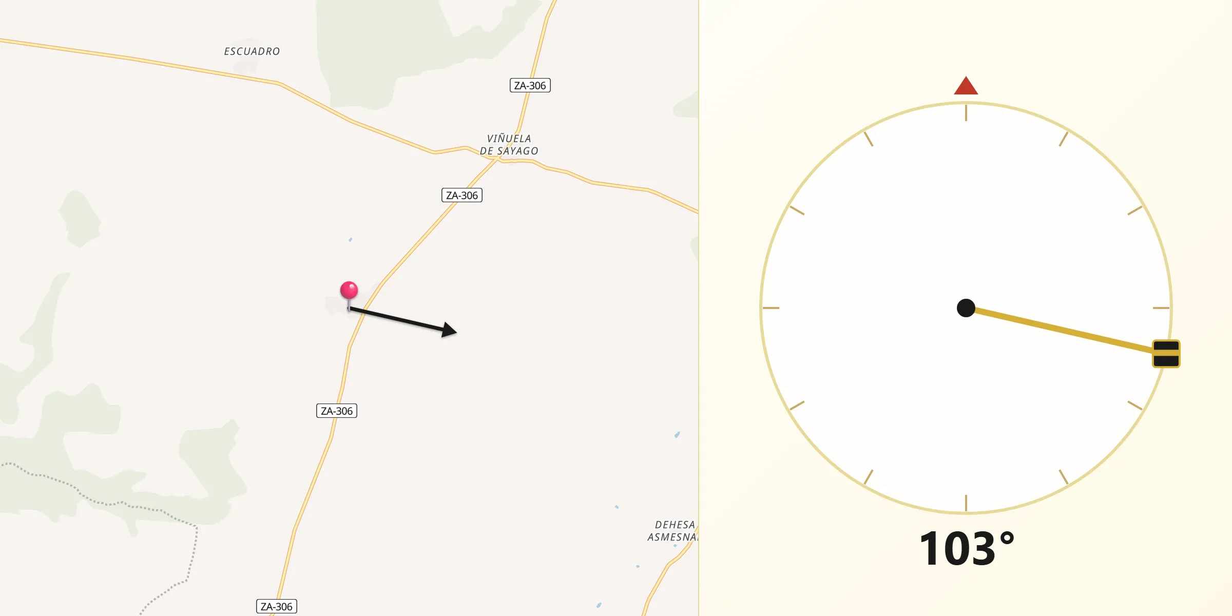Dirección de la Qibla desde Alfaraz de Sayago