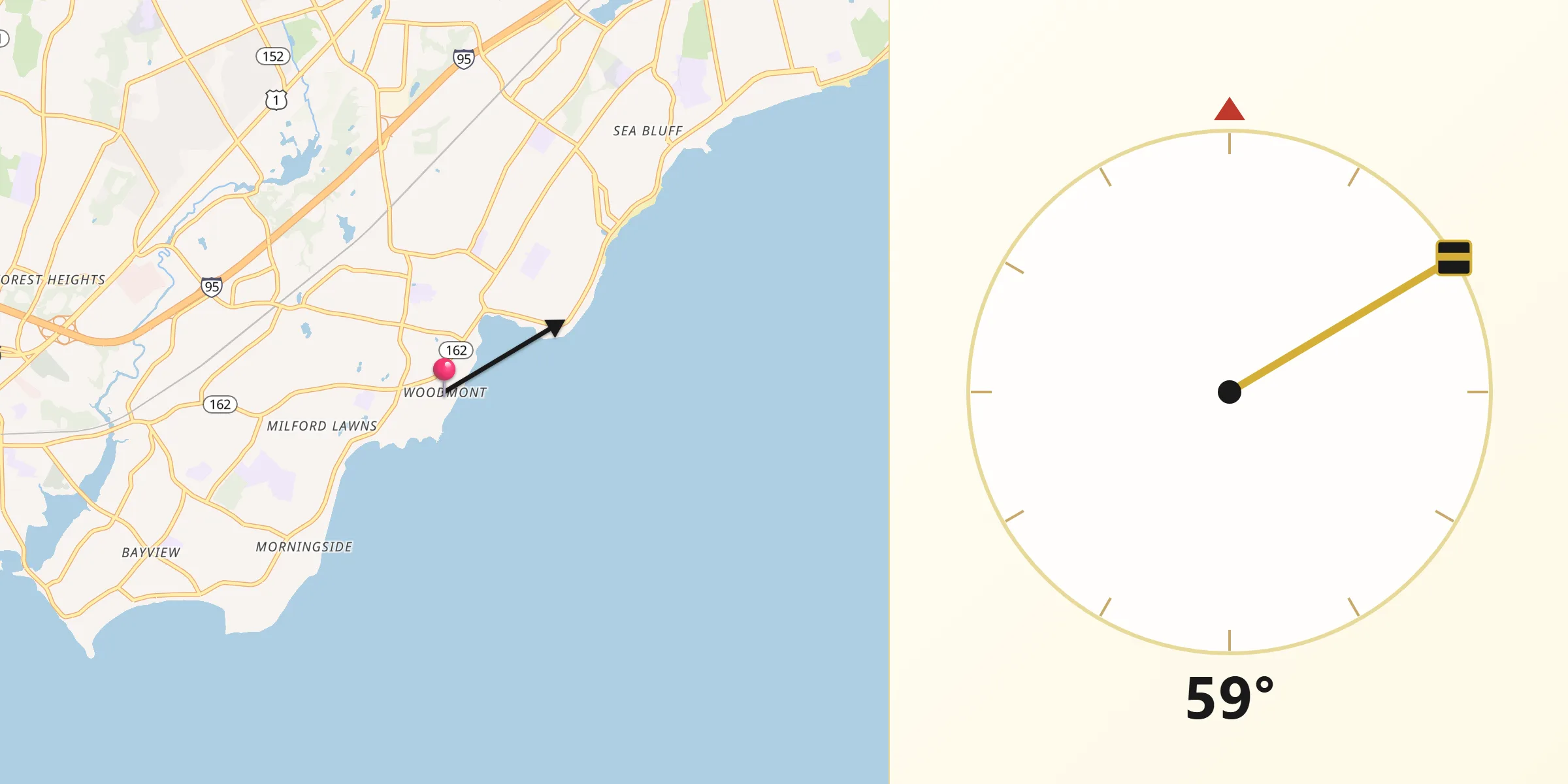 Qibla Direction from Woodmont