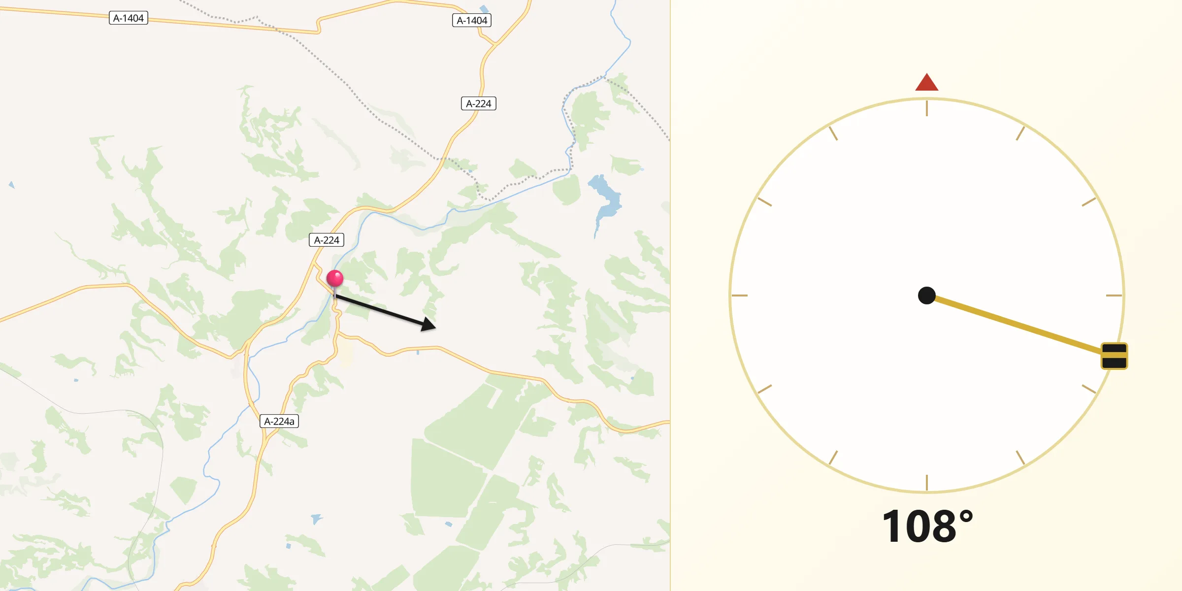 Dirección de la Qibla desde Castelnou