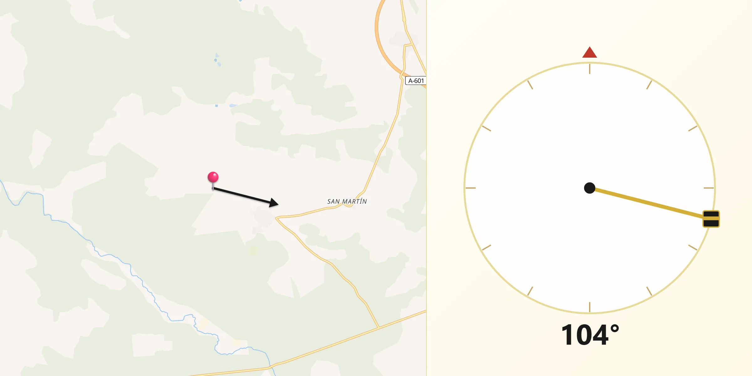 Dirección de la Qibla desde San Martín y Mudrián