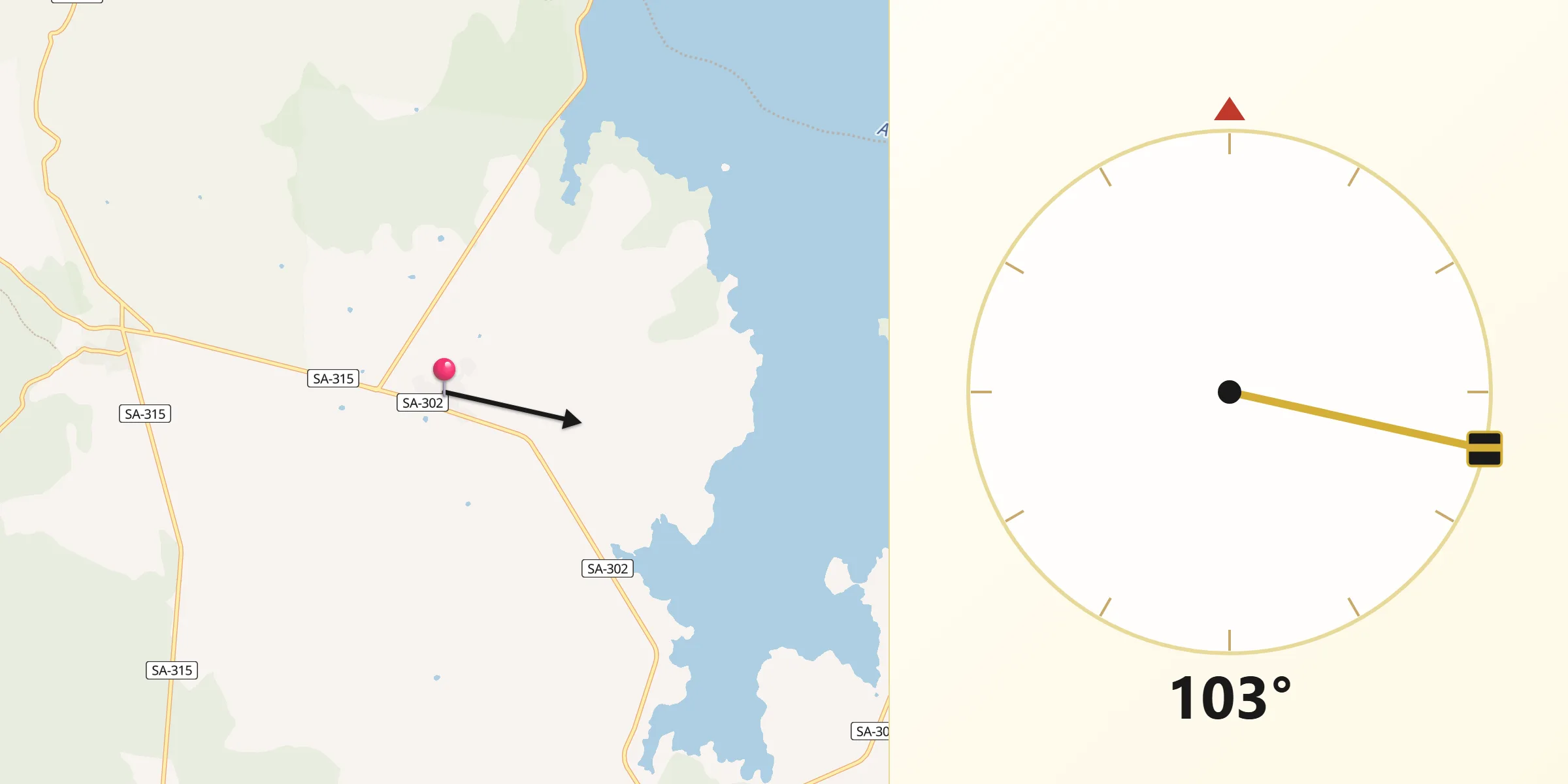 Dirección de la Qibla desde Almendra