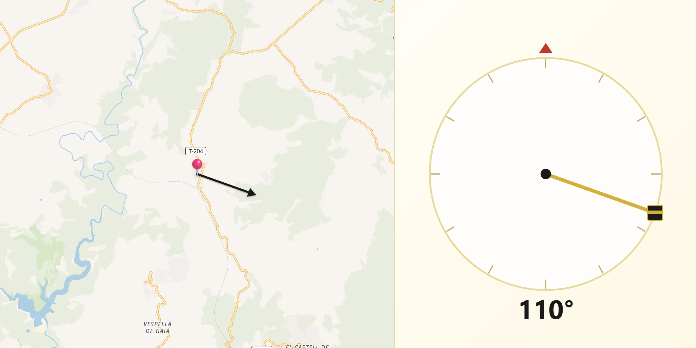 Dirección de la Qibla desde Salomó