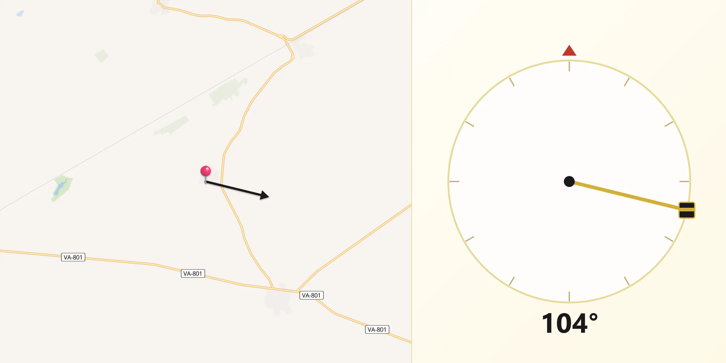 Dirección de la Qibla desde Brahojos de Medina