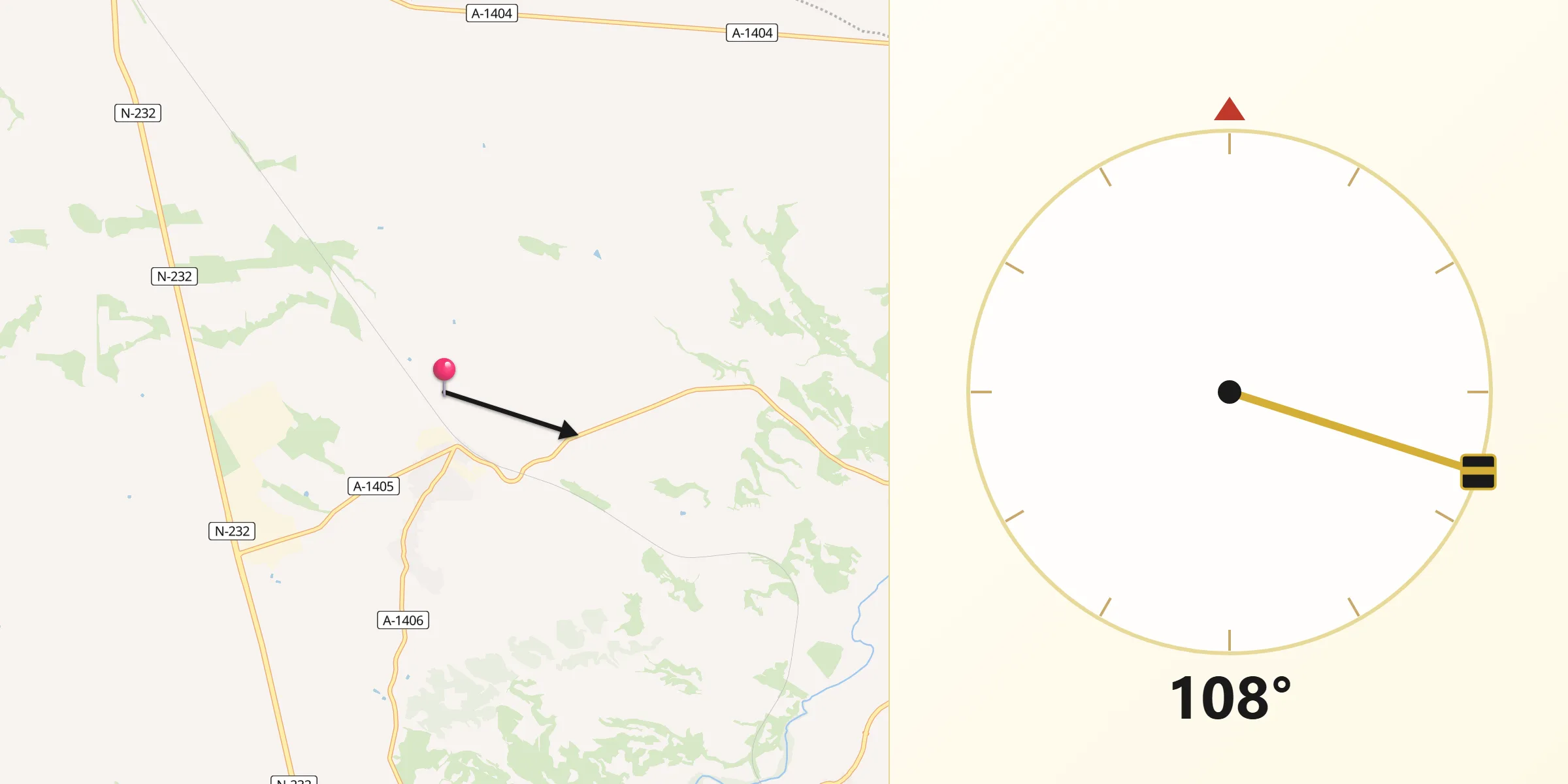 Dirección de la Qibla desde La Puebla de Híjar