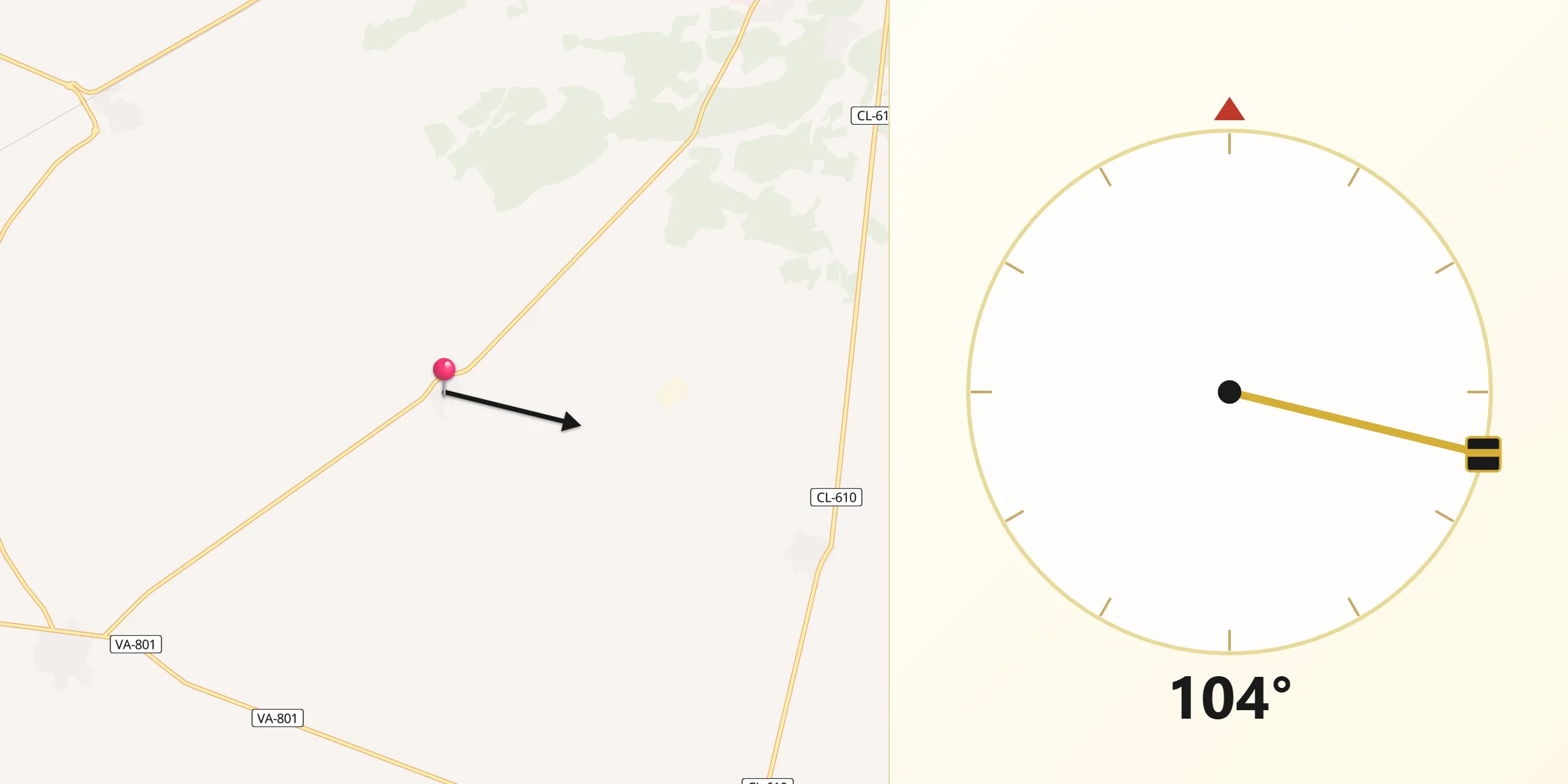 Dirección de la Qibla desde Velascálvaro
