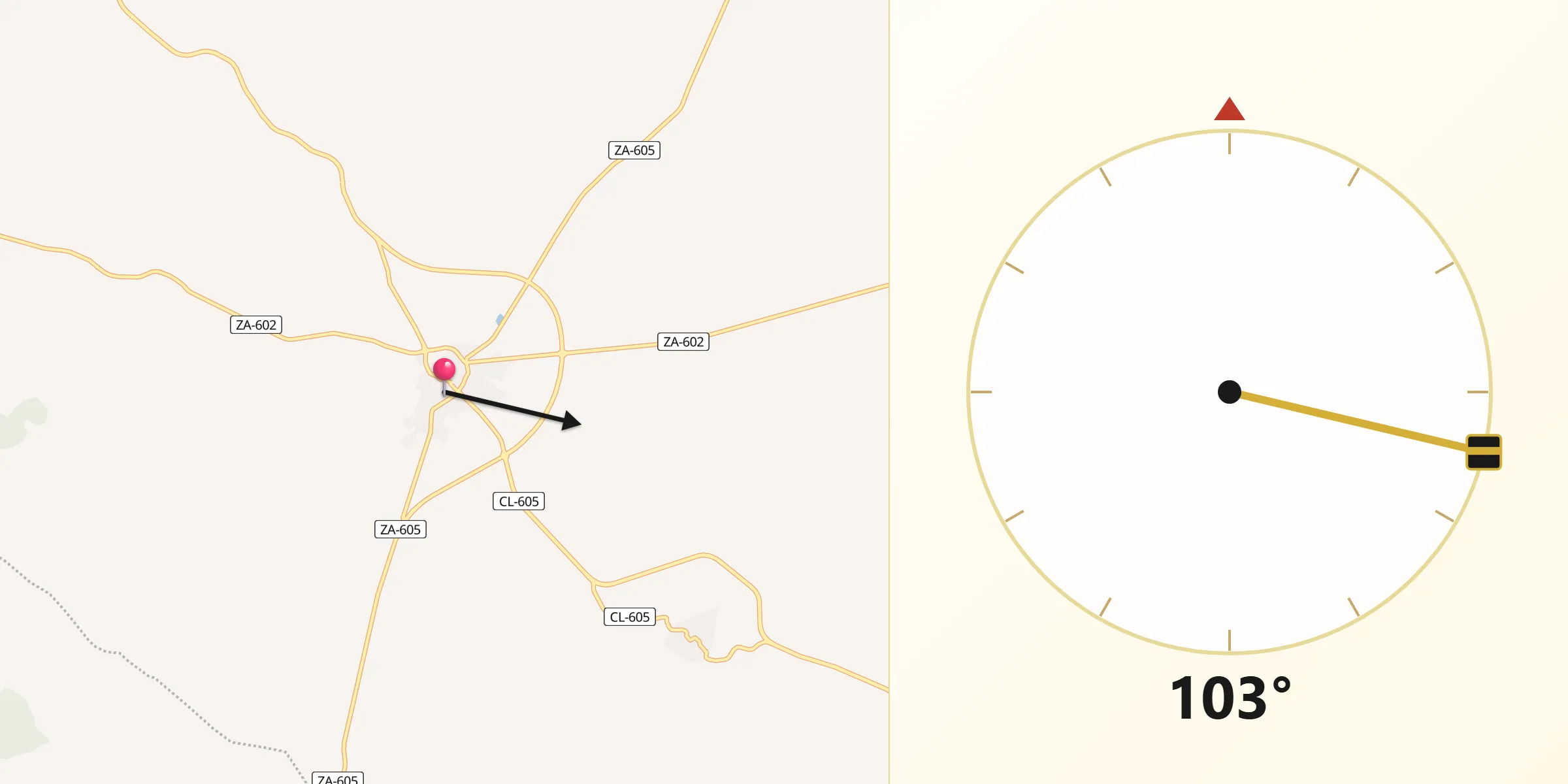 Dirección de la Qibla desde Fuentesaúco