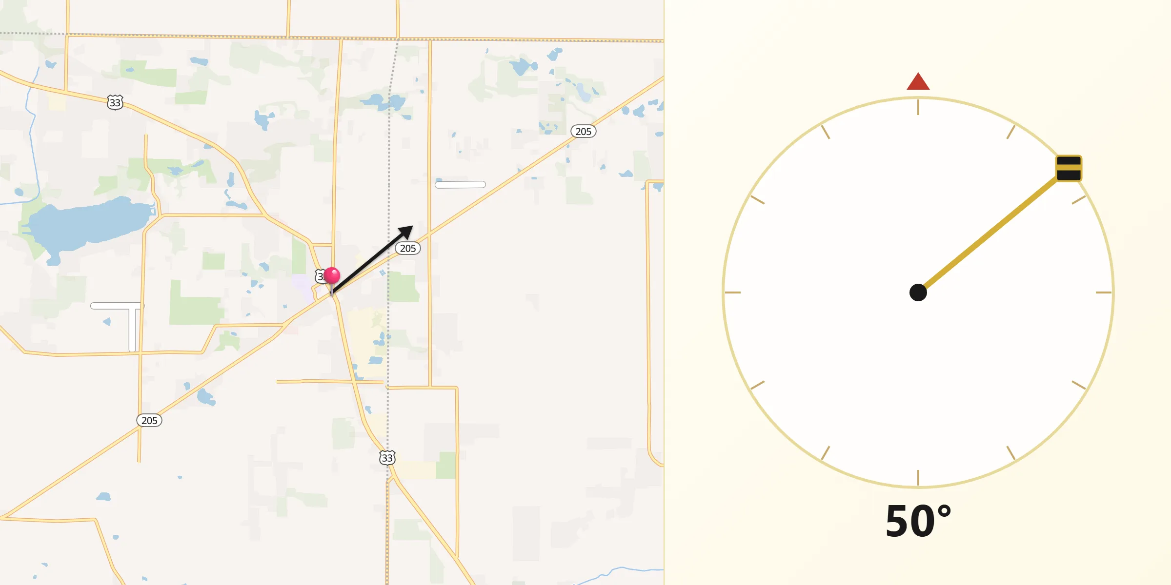 Qibla Direction from Churubusco