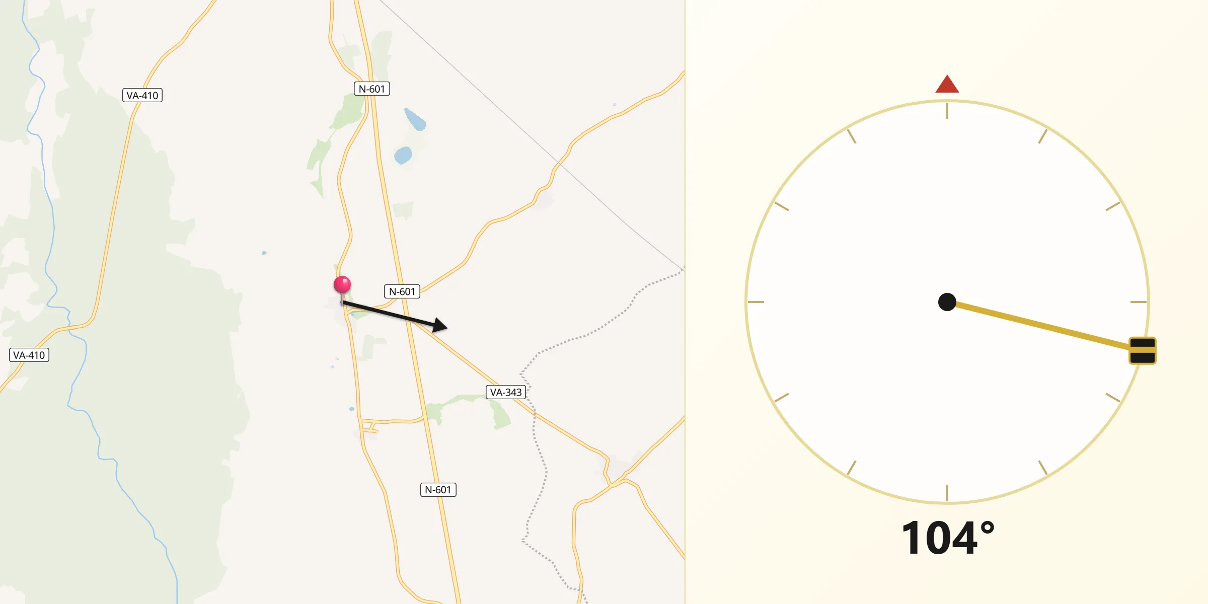 Dirección de la Qibla desde Bocigas