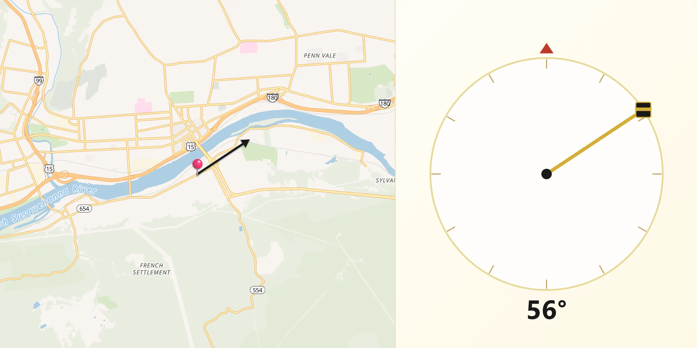 Qibla Direction from South Williamsport