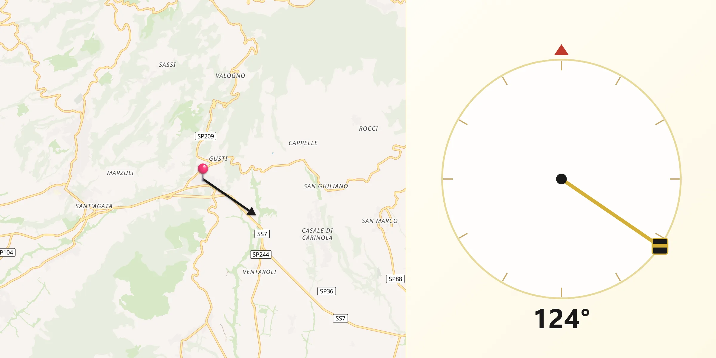 Direzione della Qibla da Cascano