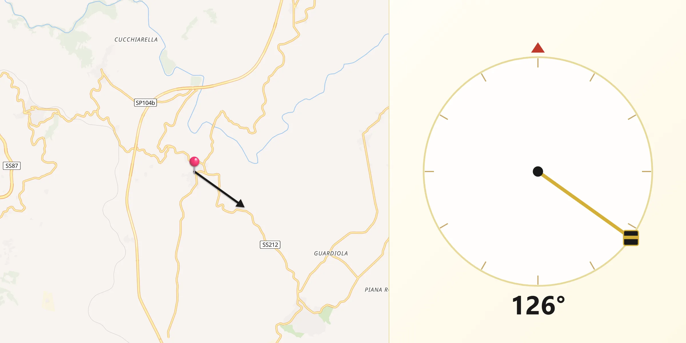 Direzione della Qibla da Pesco Sannita
