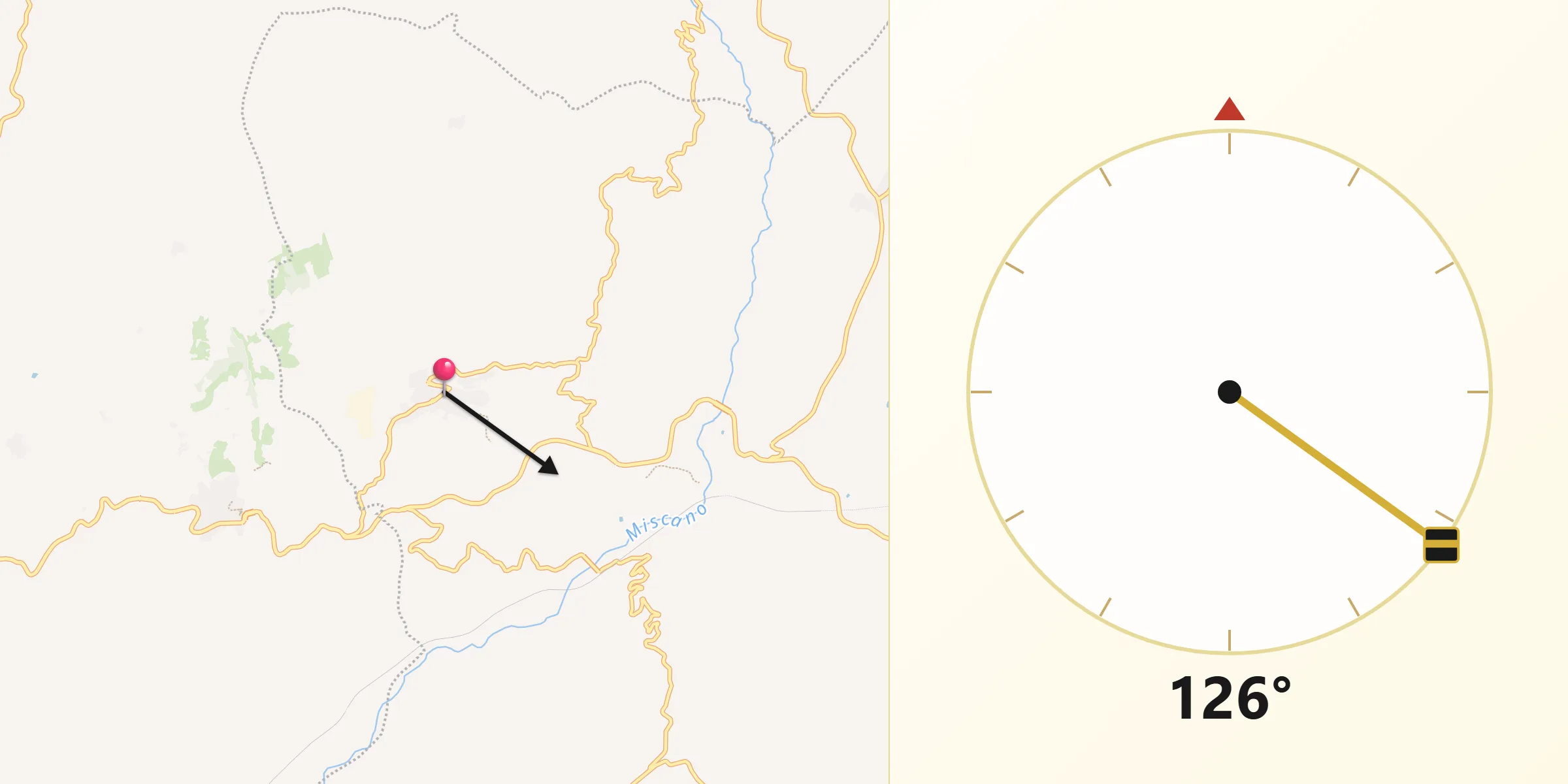 Direzione della Qibla da Casalbore