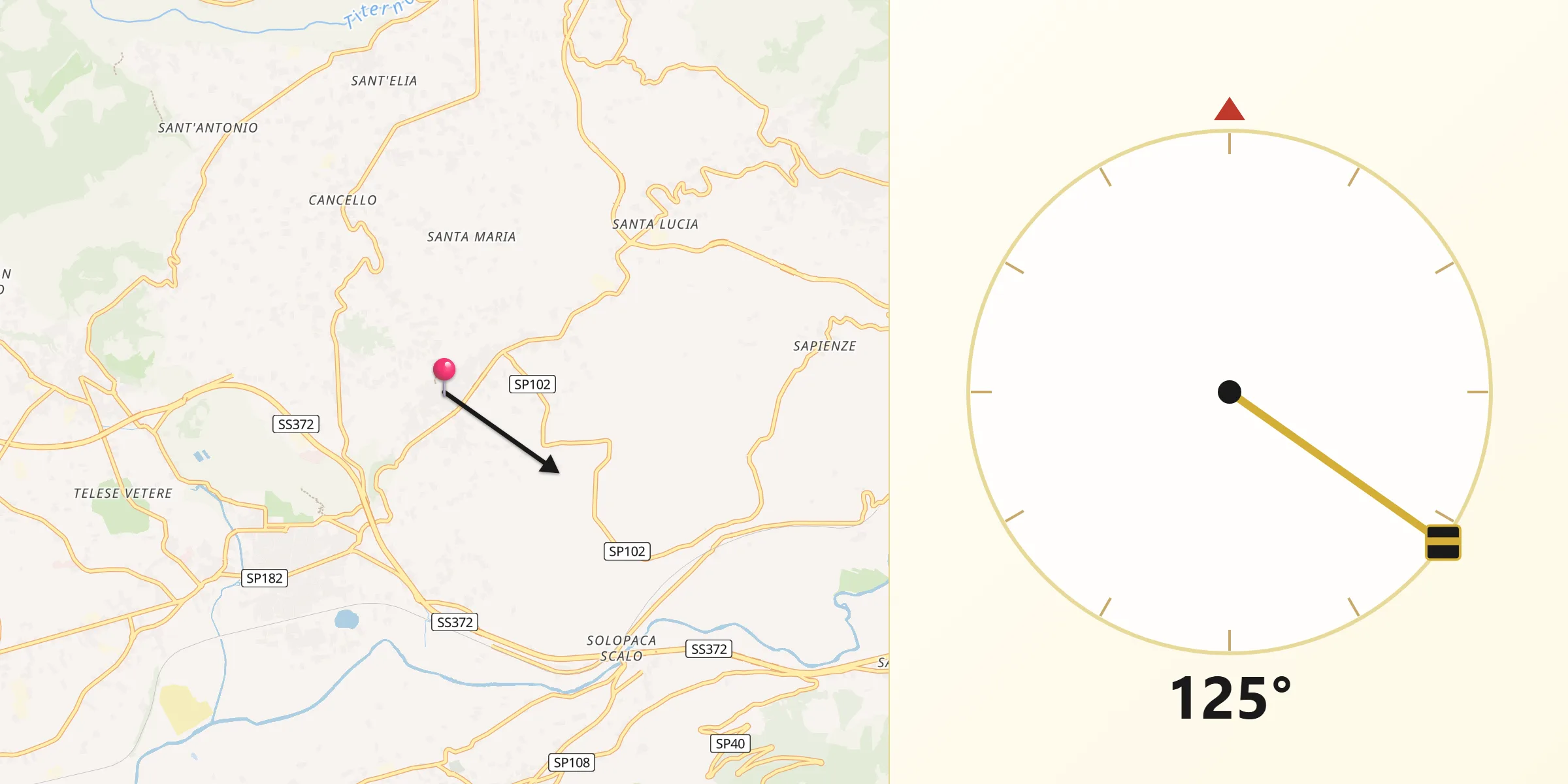 Direzione della Qibla da Castelvenere