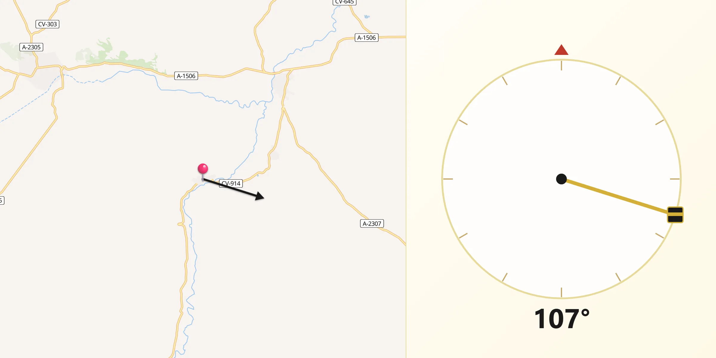 Dirección de la Qibla desde Samper del Salz