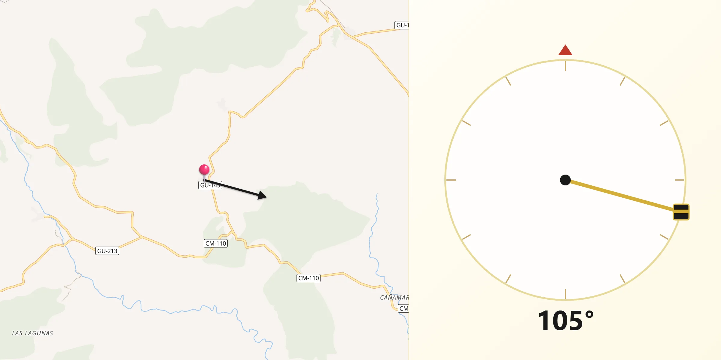 Dirección de la Qibla desde Ujados