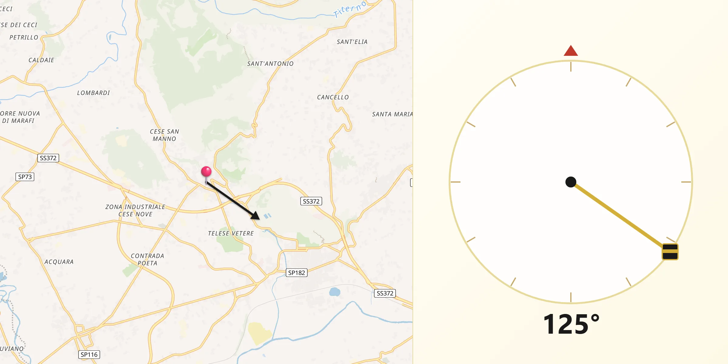 Direzione della Qibla da San Salvatore Telesino