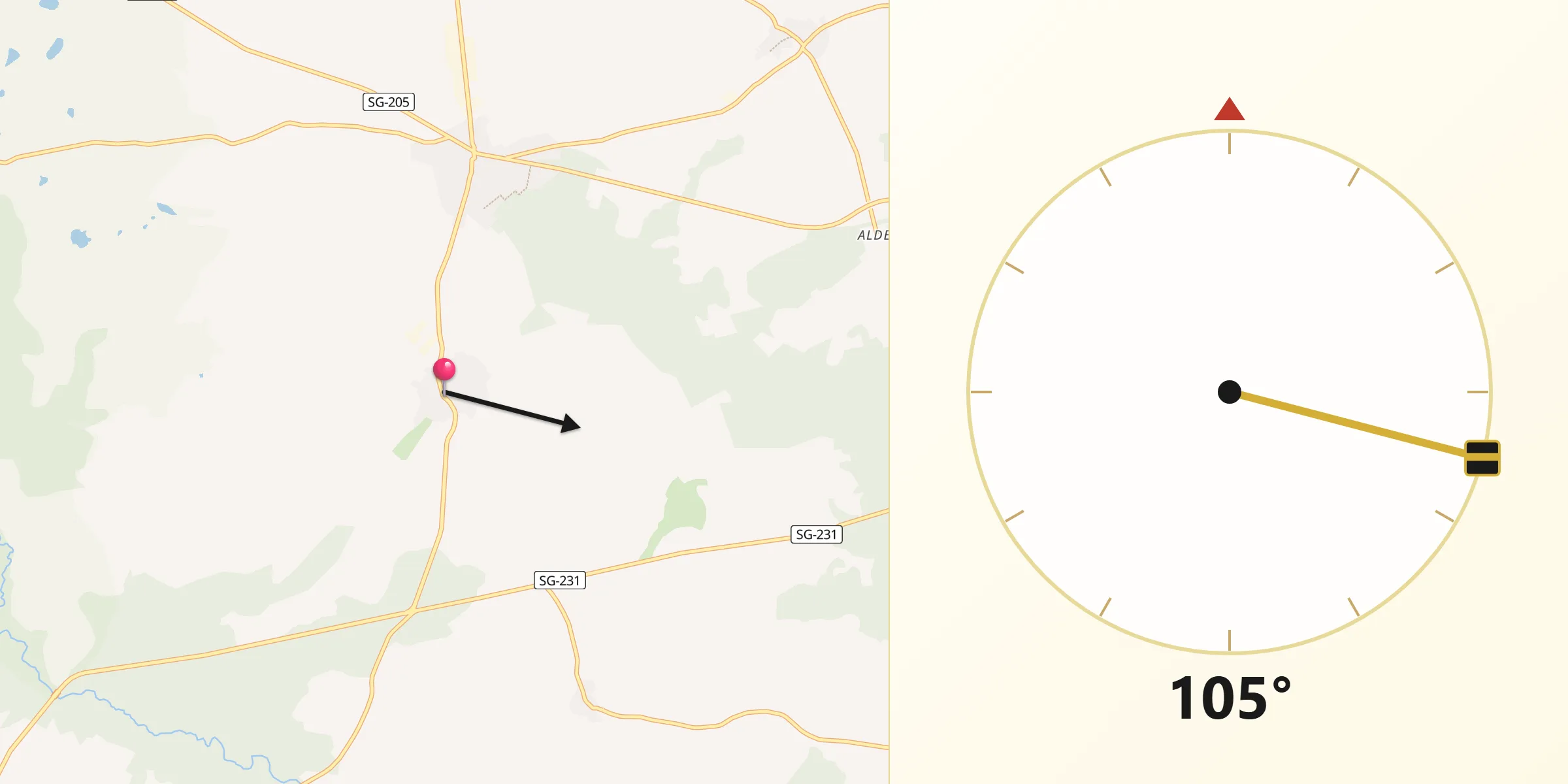 Dirección de la Qibla desde Cabezuela