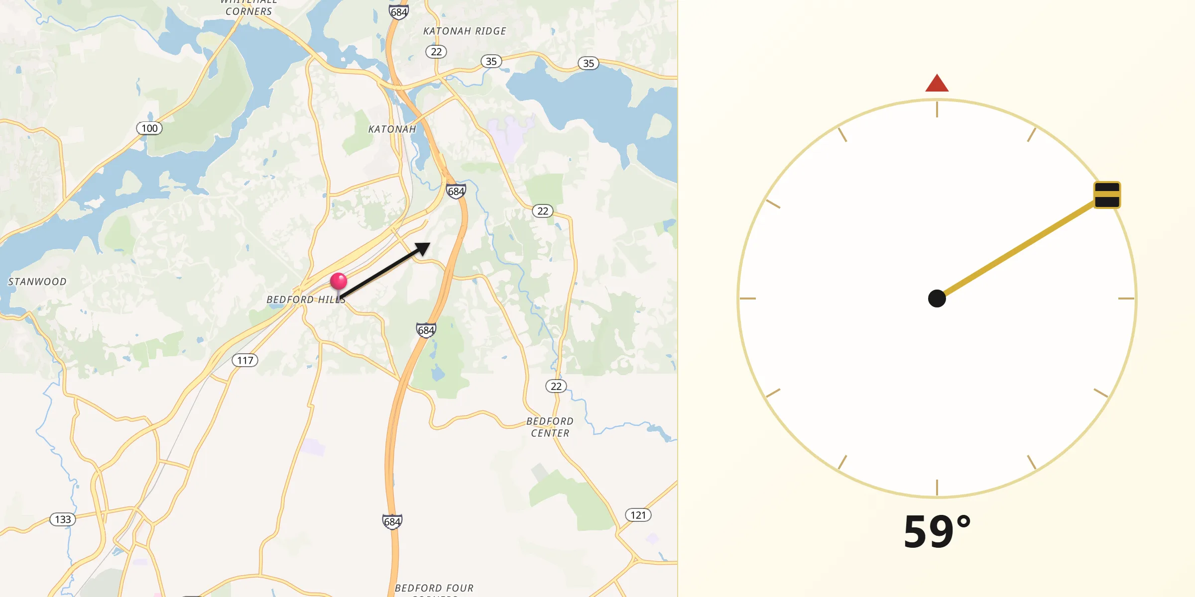 Qibla Direction from Bedford Hills