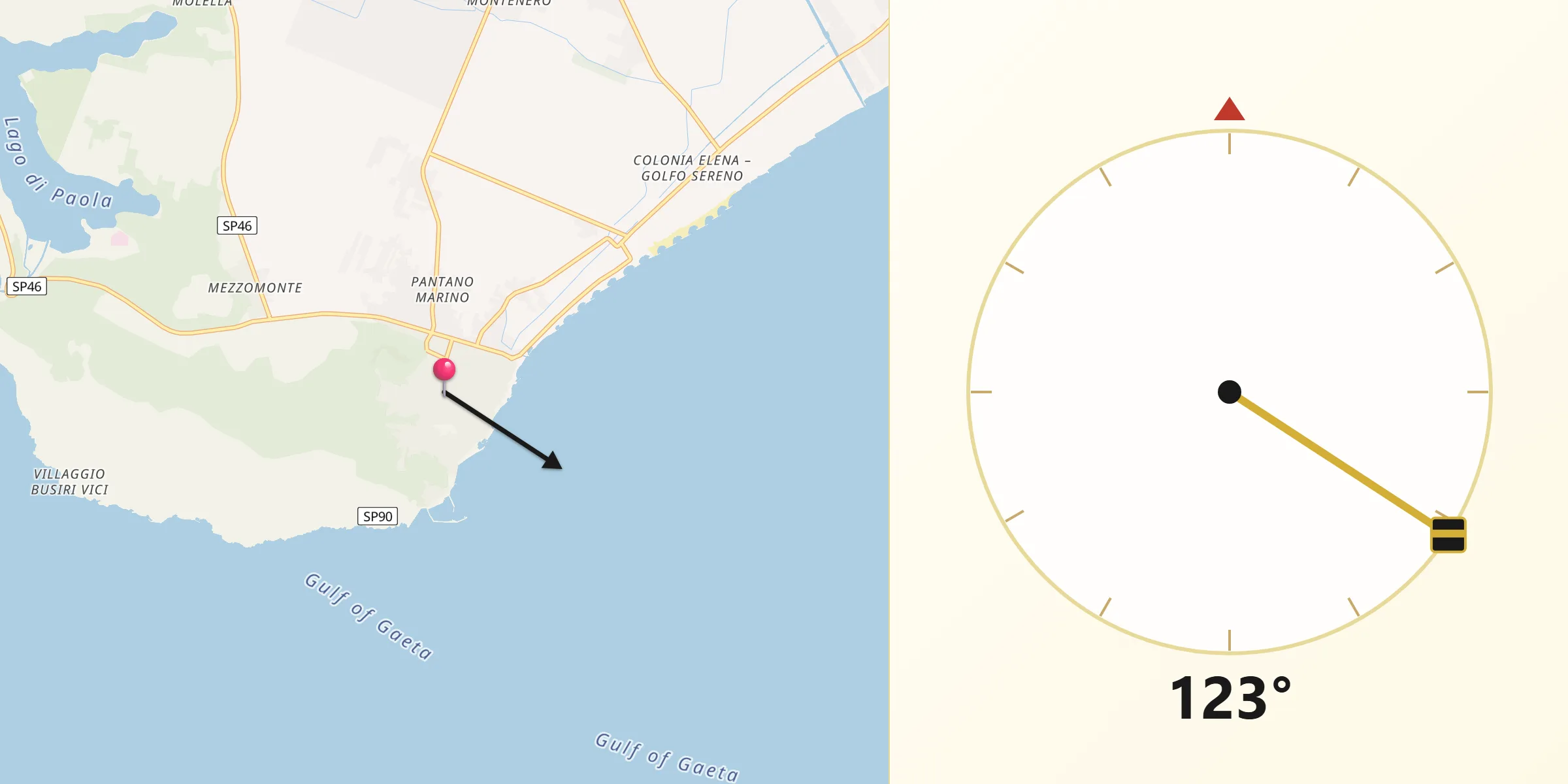 Direzione della Qibla da San Felice Circeo
