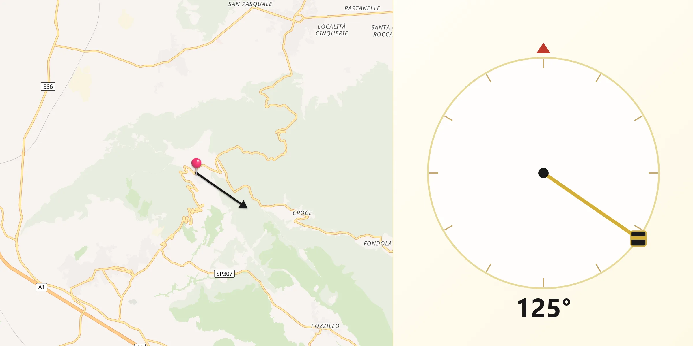 Direzione della Qibla da Rocchetta