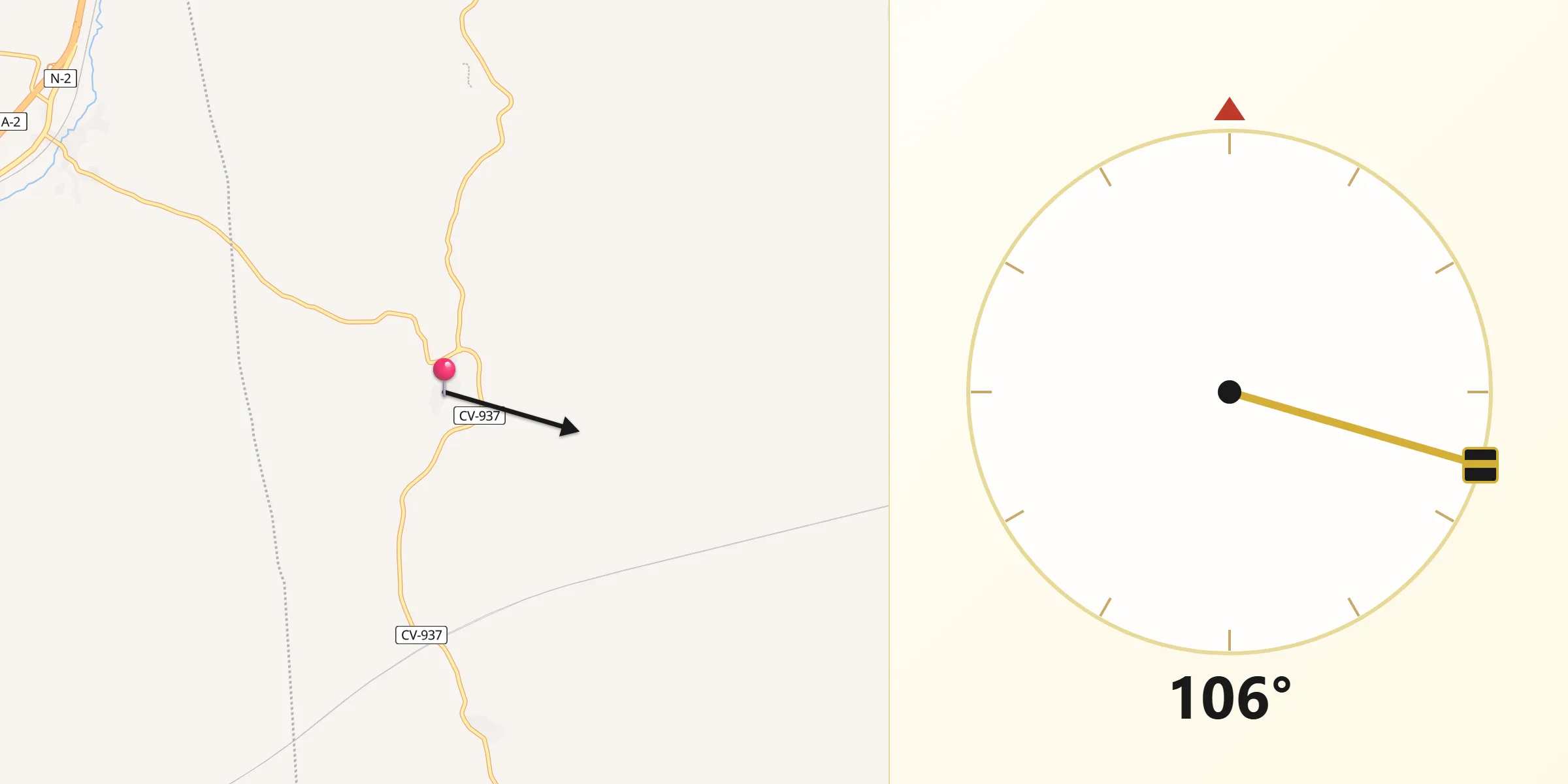 Dirección de la Qibla desde Torrehermosa
