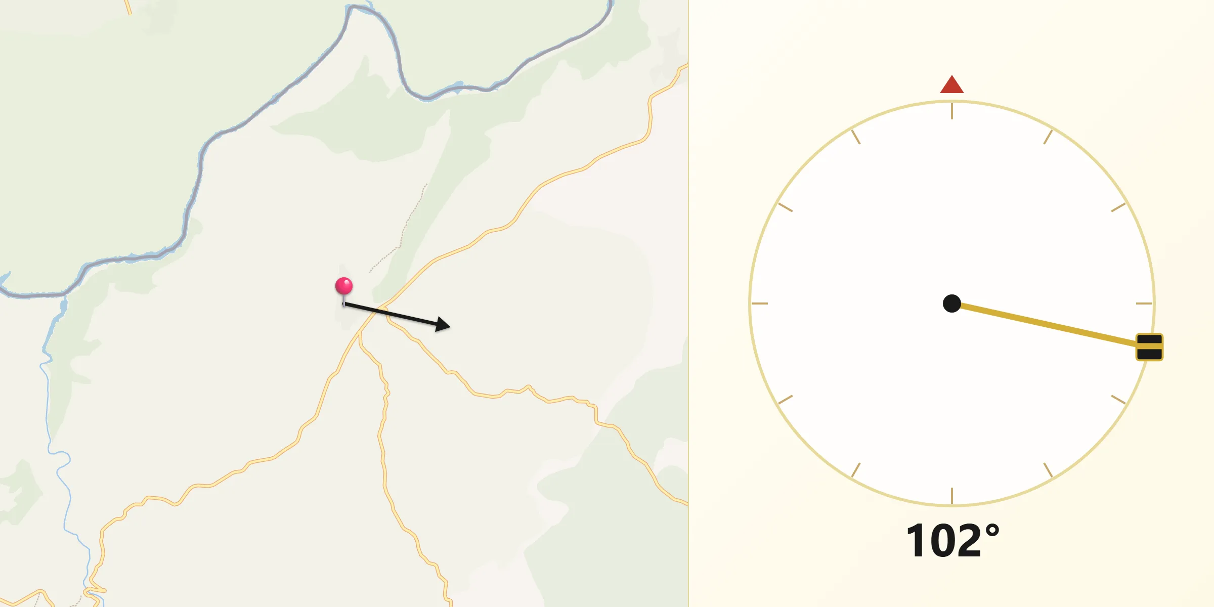Dirección de la Qibla desde Pereña de la Ribera
