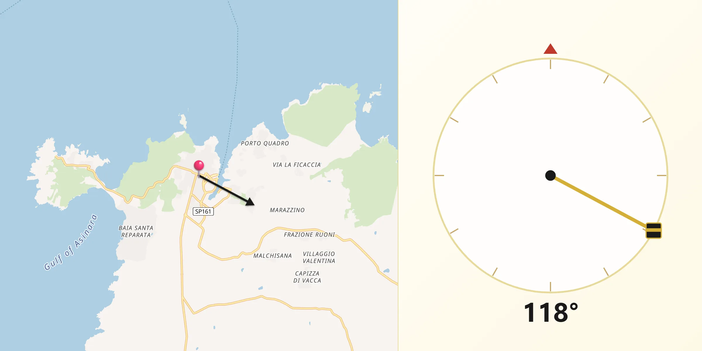 Direzione della Qibla da Santa Teresa Gallura