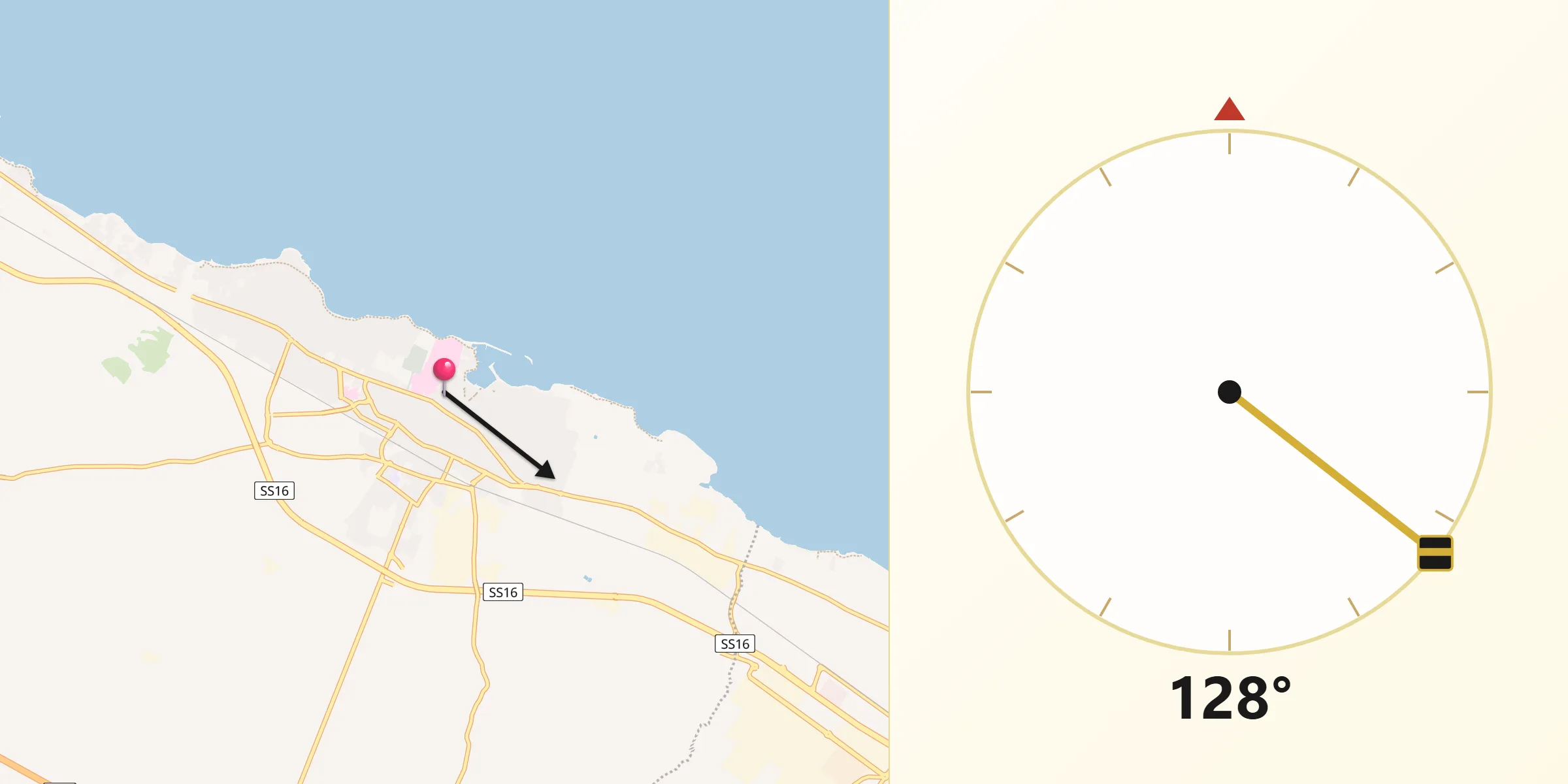 Direzione della Qibla da Bisceglie