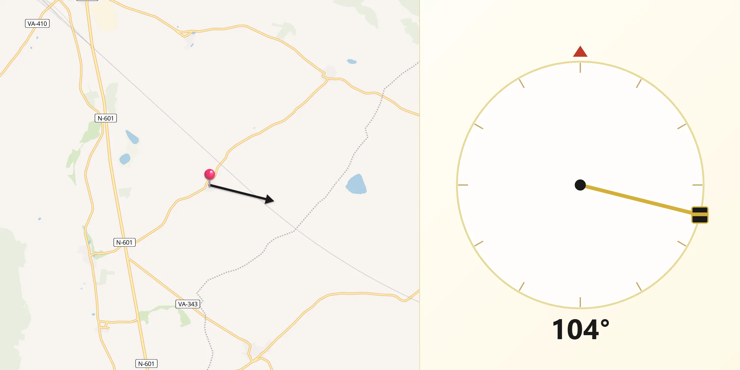 Dirección de la Qibla desde Fuente-Olmedo