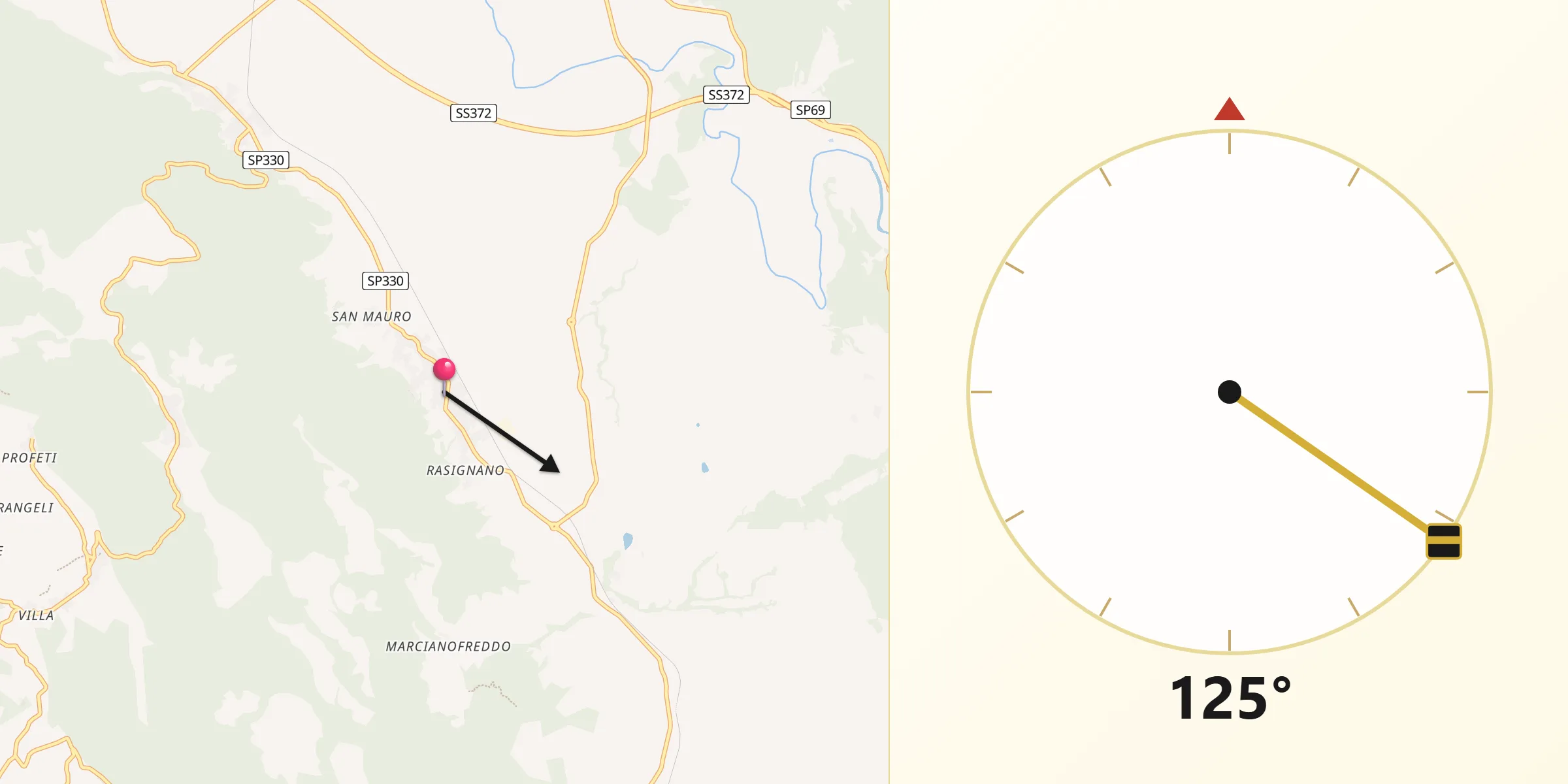 Direzione della Qibla da Alvignano