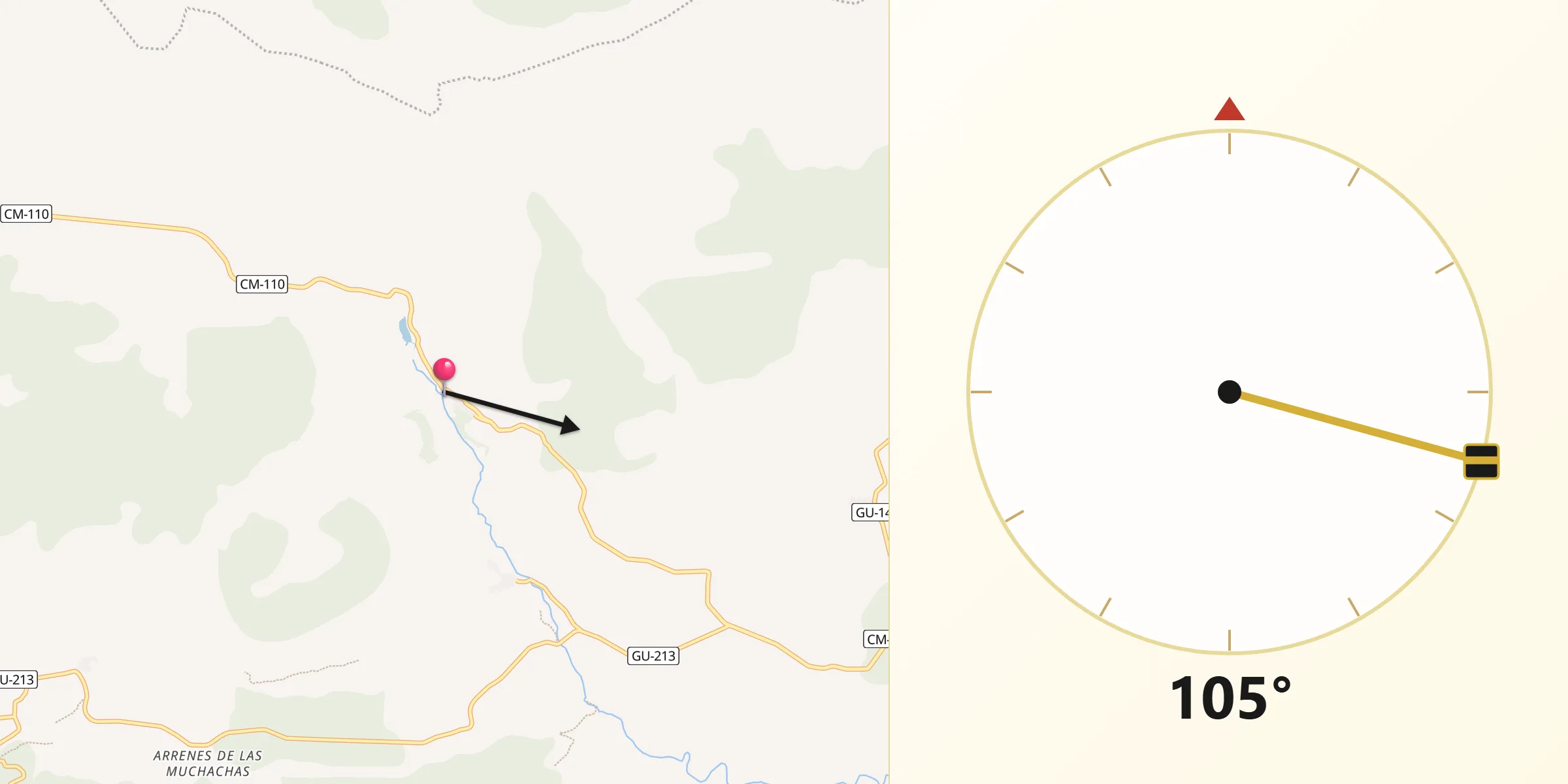 Dirección de la Qibla desde Somolinos