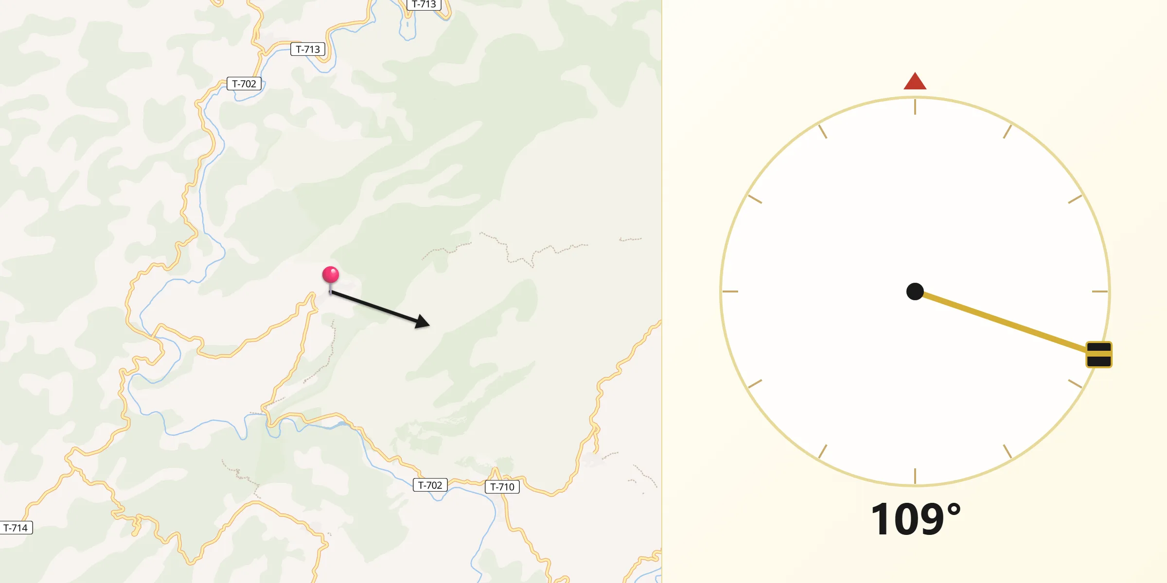 Dirección de la Qibla desde Cabacés